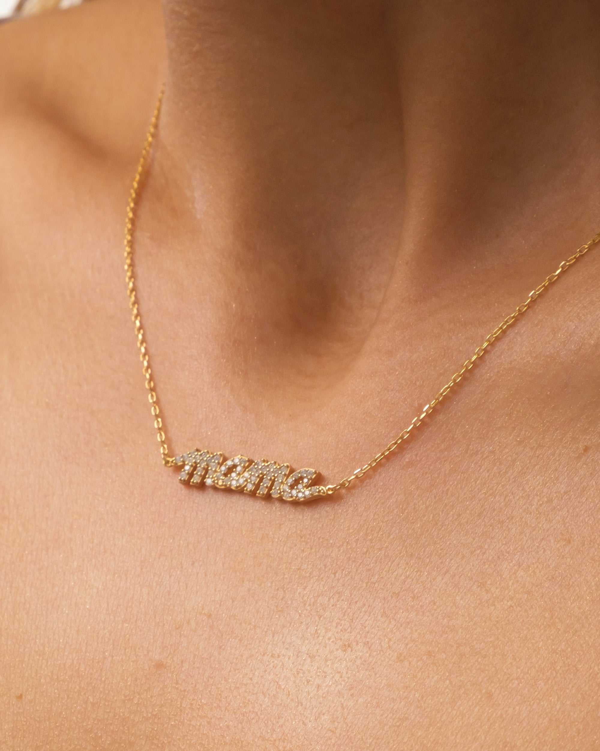 Dainty Gold mama Necklace - 925k Sterling Silver