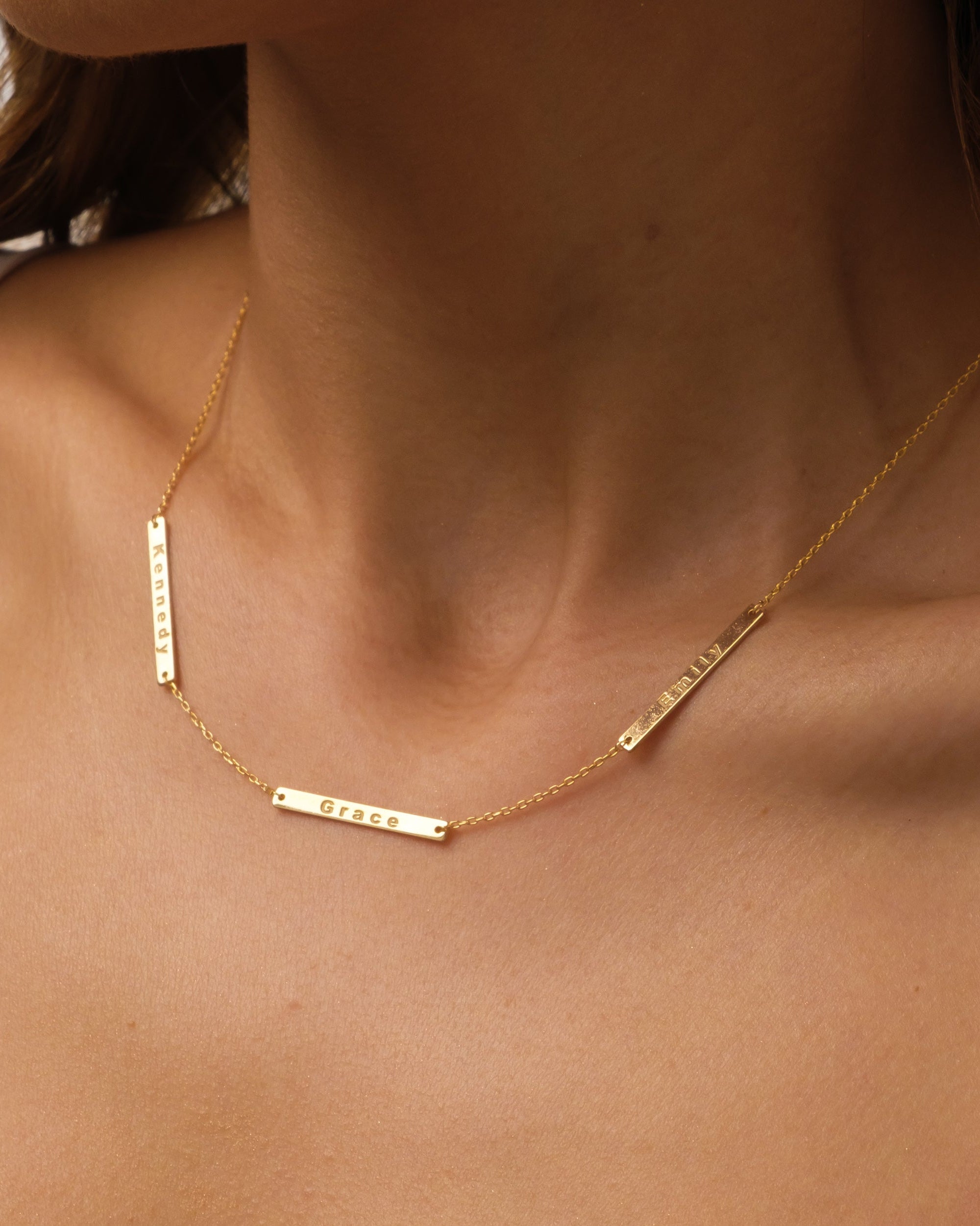Multiple Name Bar Necklace - Custom Engraved Jewelry - Personalized Gift for Her - 925k Sterling Silver