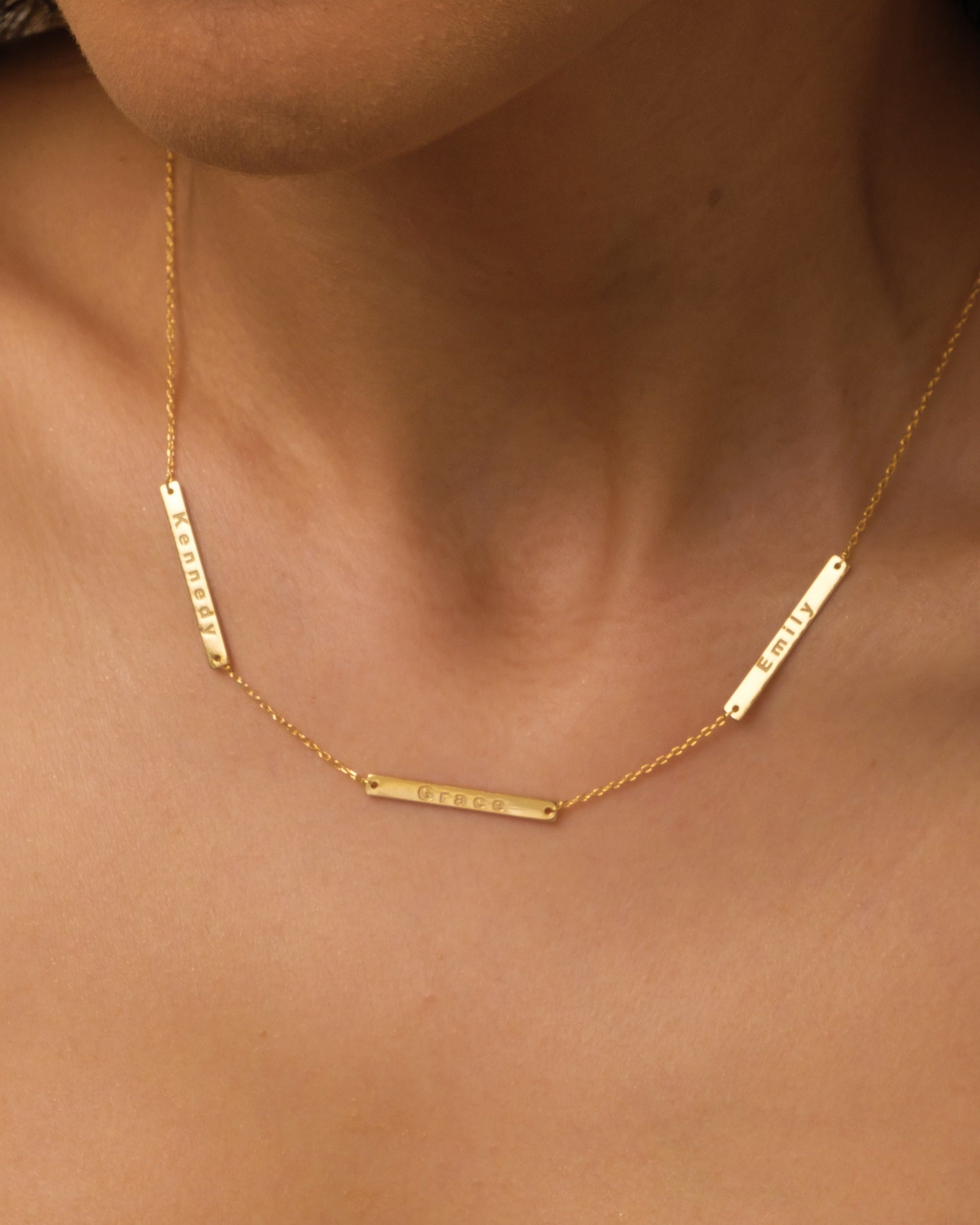 Multiple Name Bar Necklace - Custom Engraved Jewelry - Personalized Gift for Her - 925k Sterling Silver