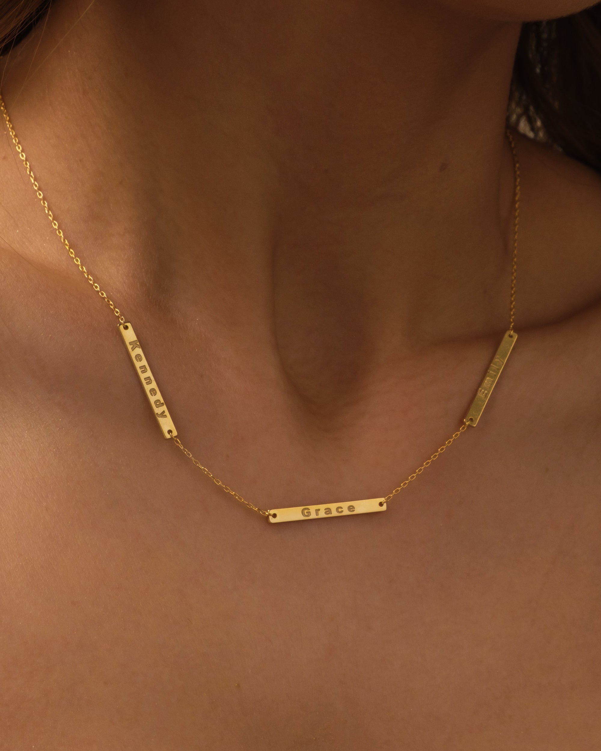 Multiple Name Bar Necklace - Custom Engraved Jewelry - Personalized Gift for Her - 925k Sterling Silver