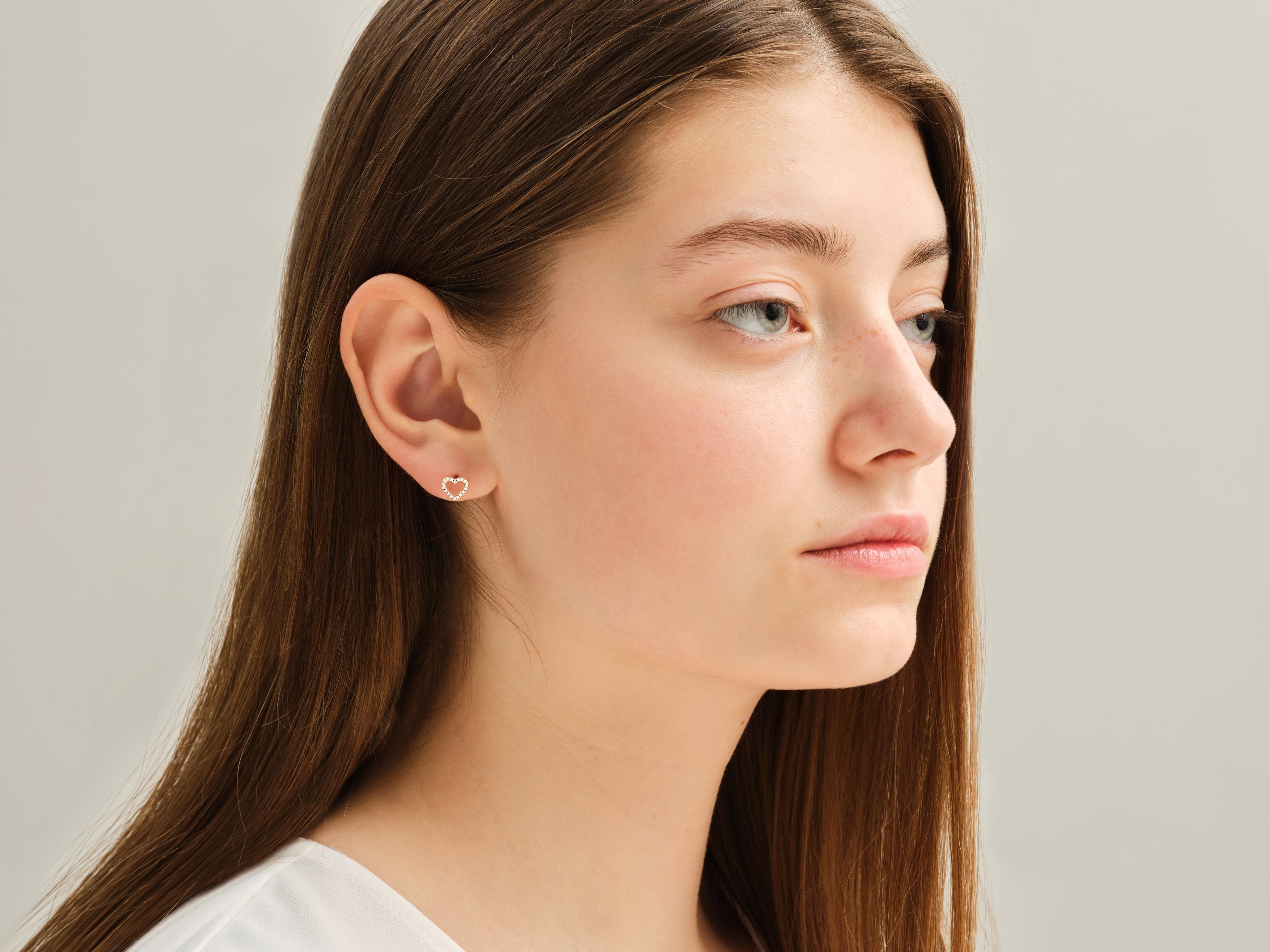 Open Heart Stud Earrings
