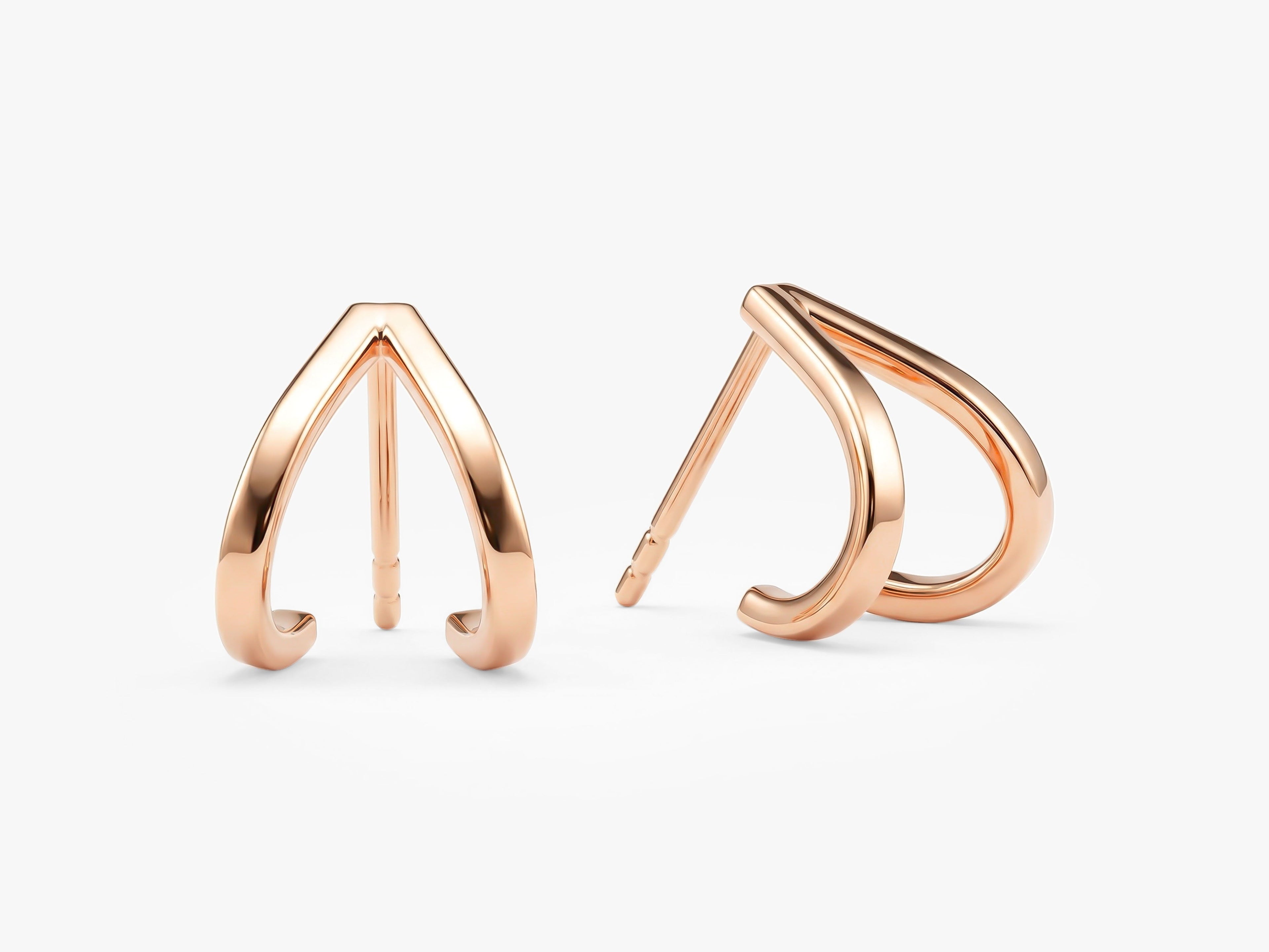 Dual Plain Huggie Earrings