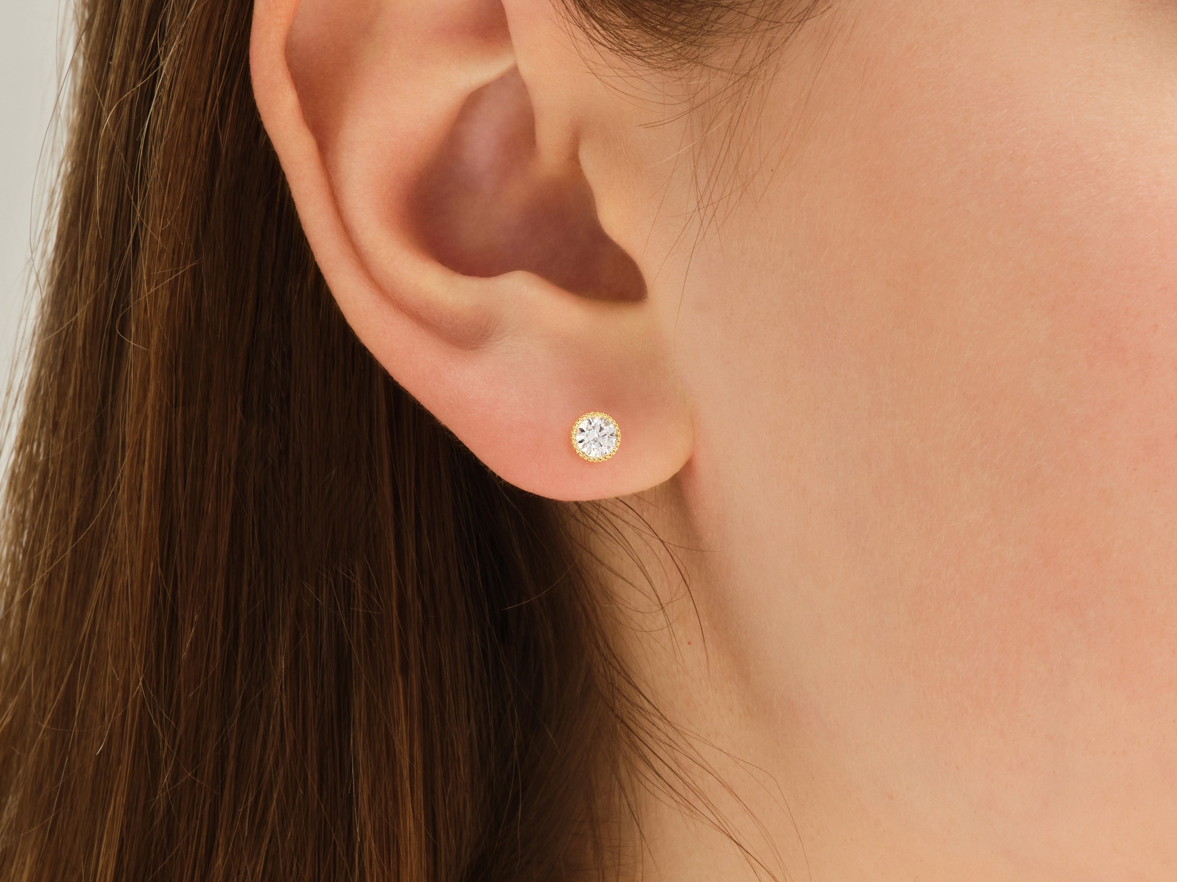 Milgrain Bezel Stud Earrings (0.50 ct tw)
