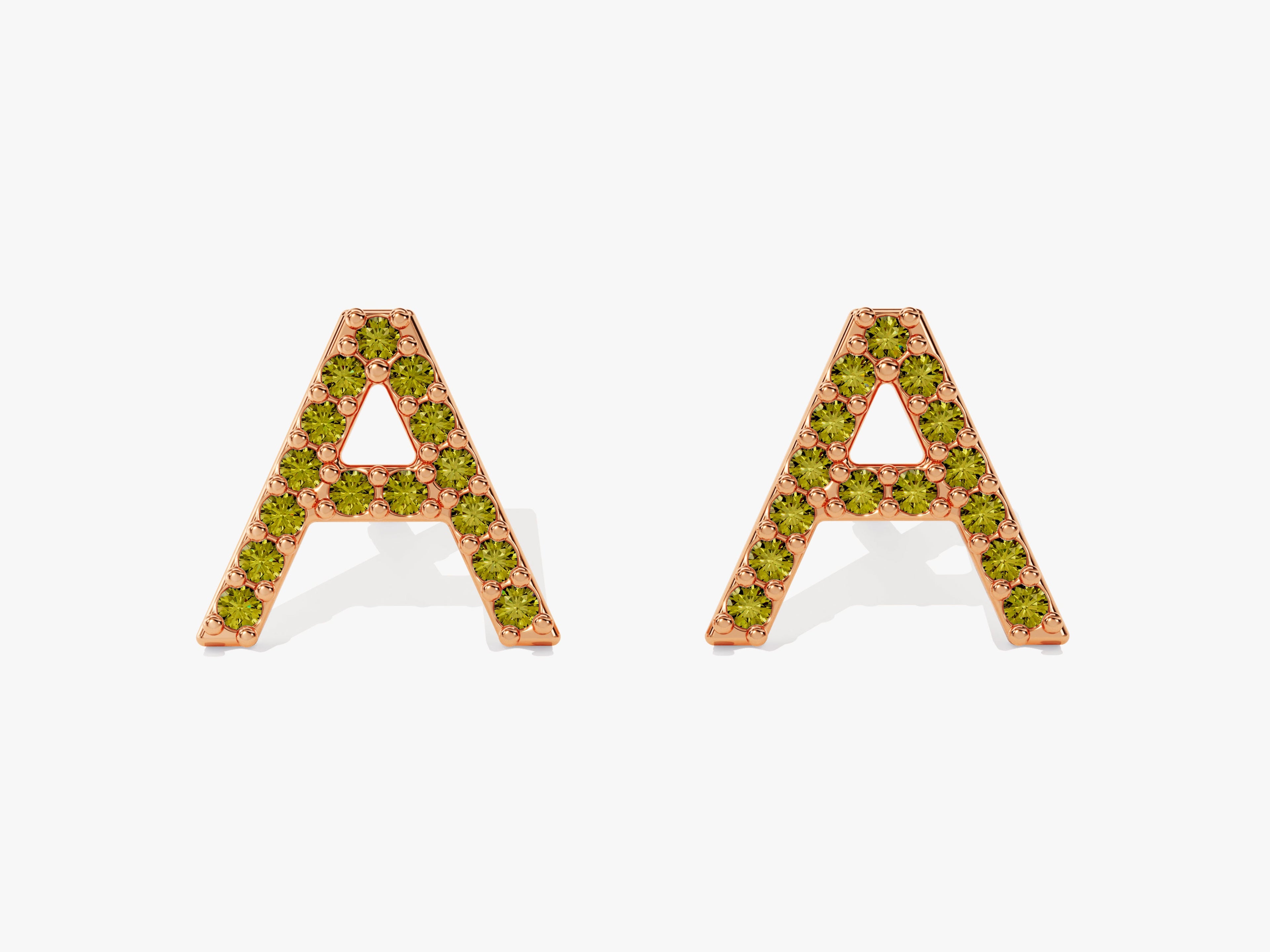 Birthstone Initial Stud Earrings