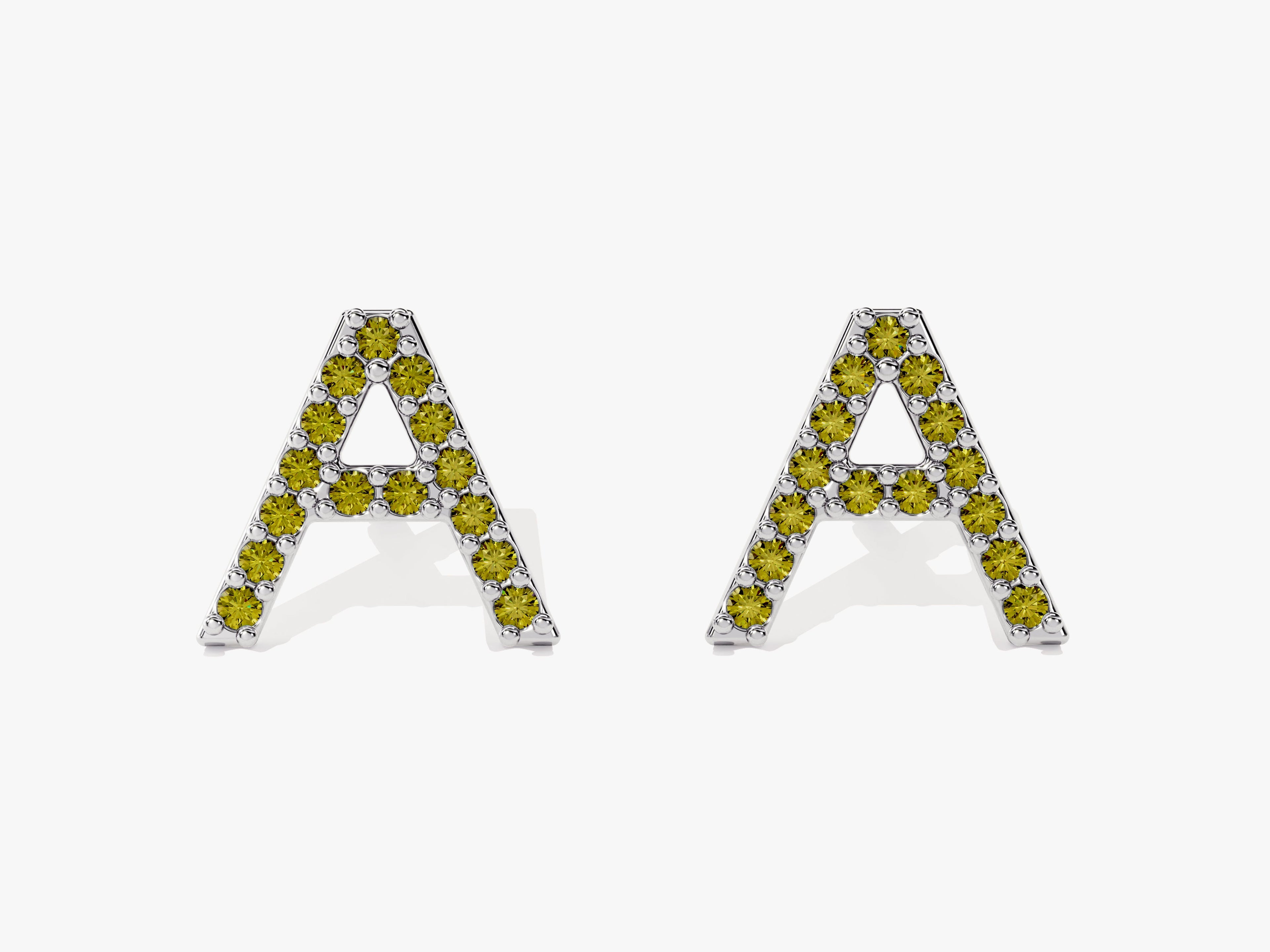 Birthstone Initial Stud Earrings