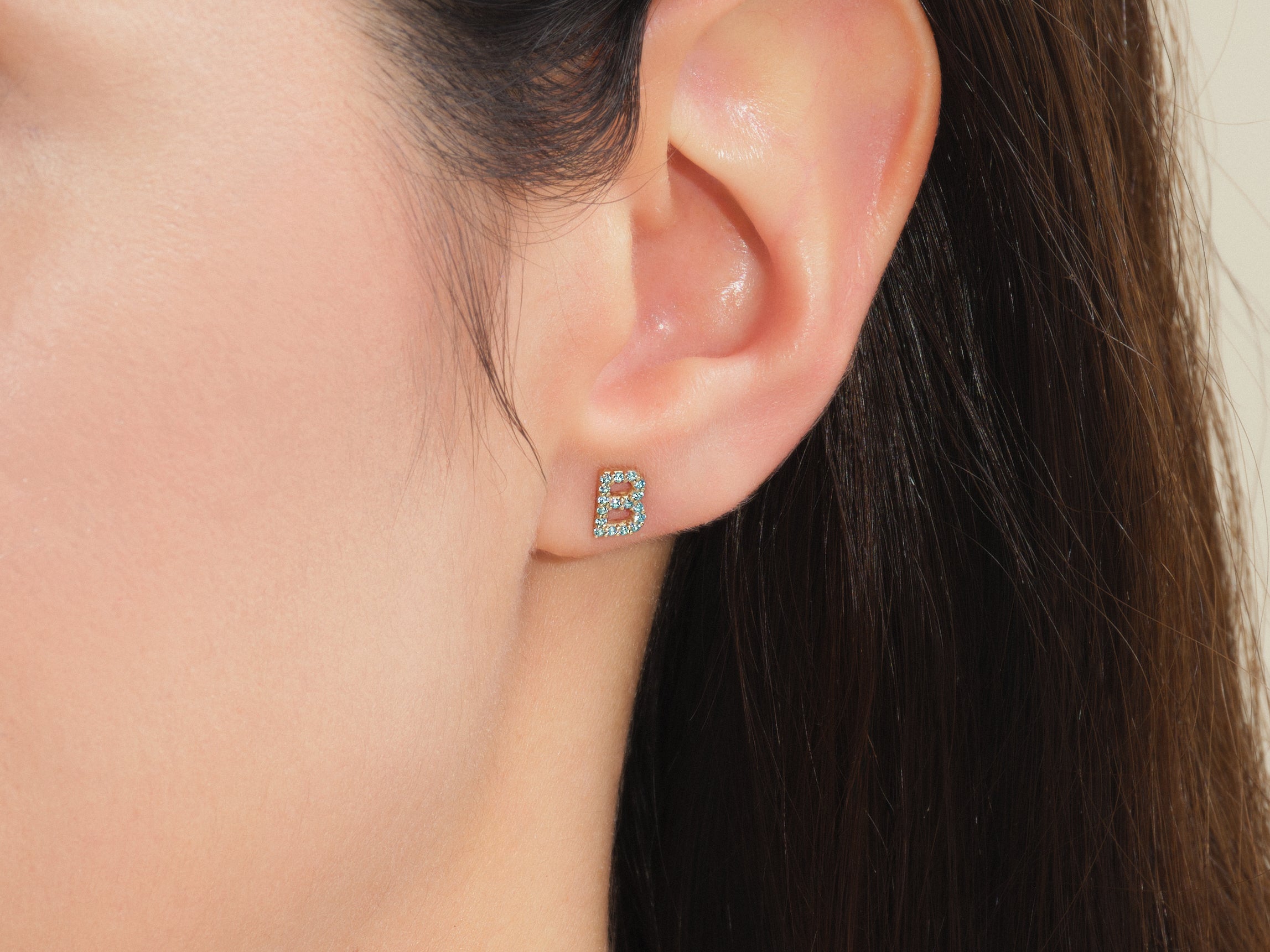 Birthstone Initial Stud Earrings
