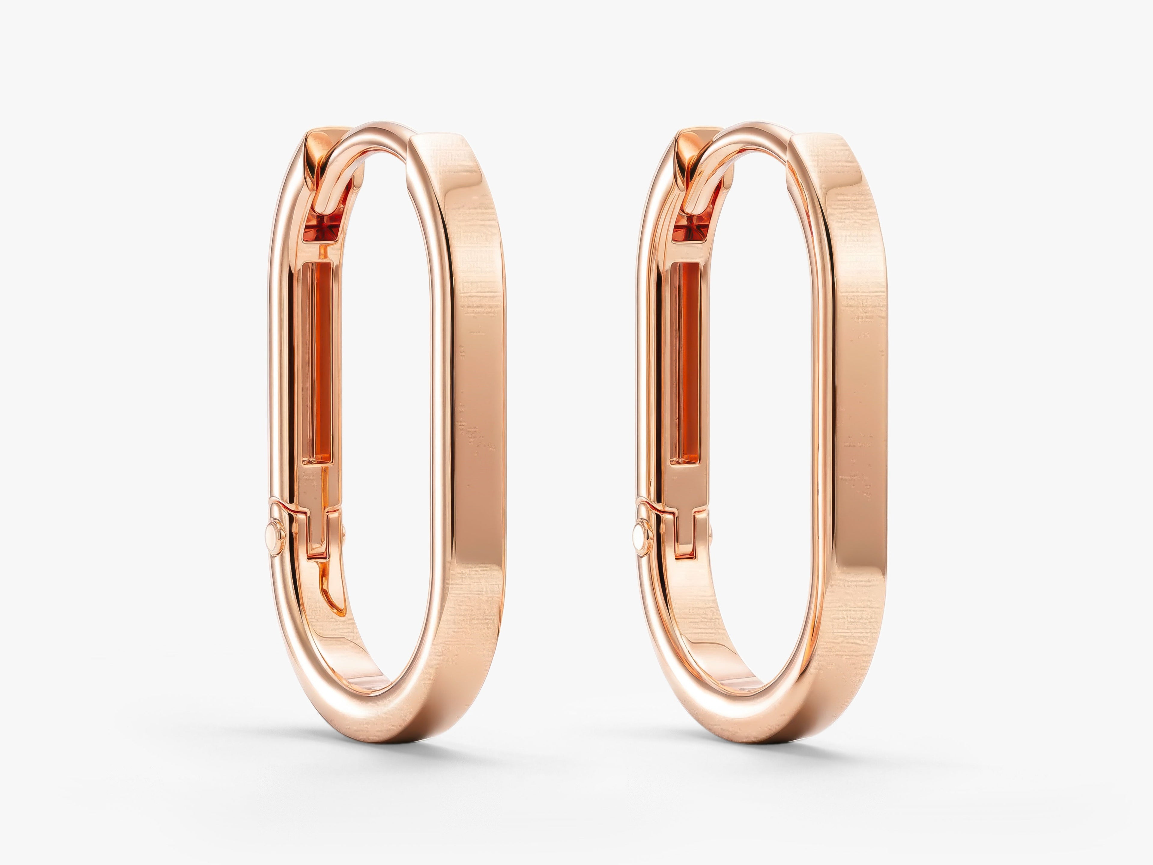 Elongated Oval Hoop Earrings