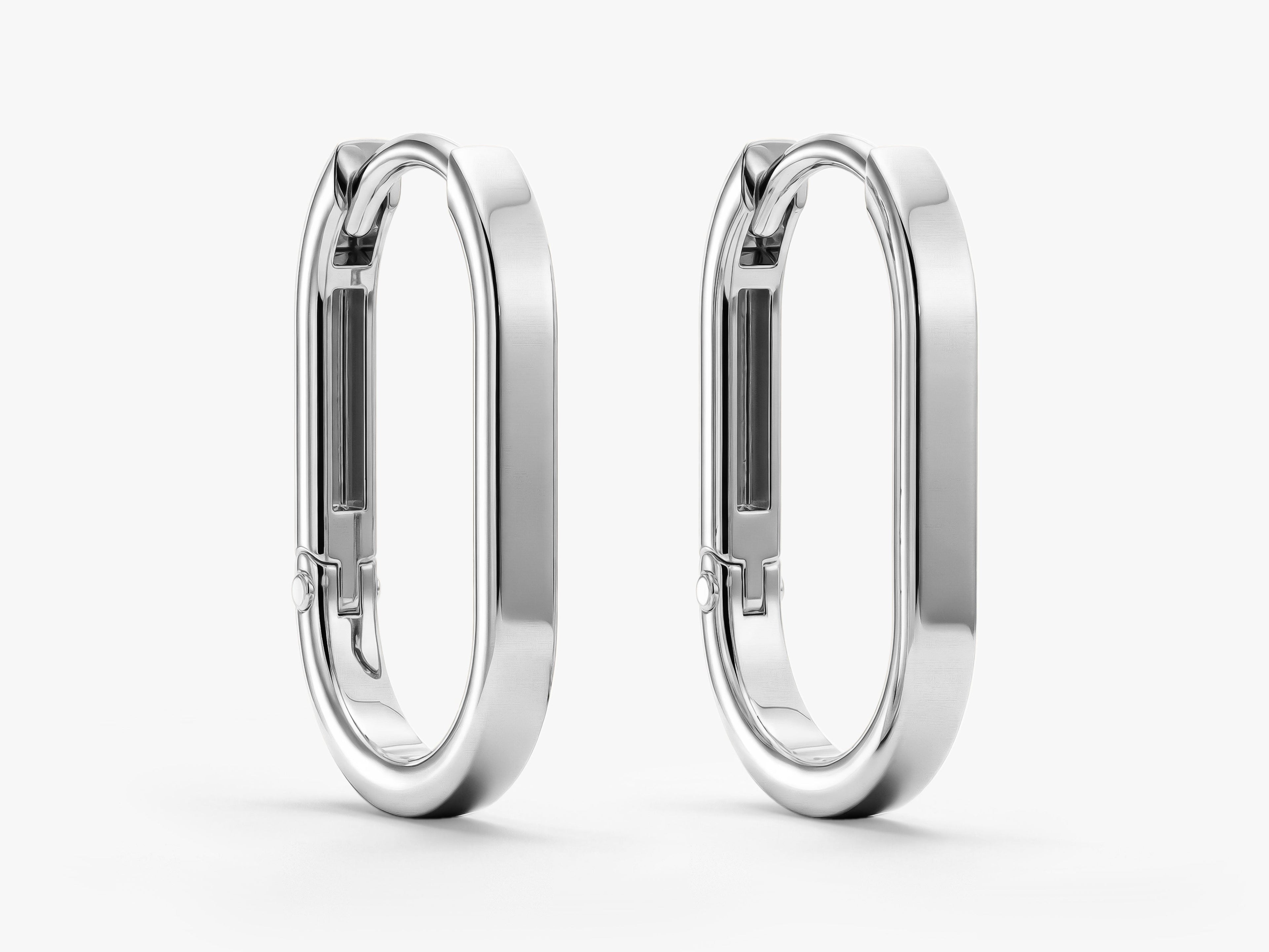 Elongated Oval Hoop Earrings