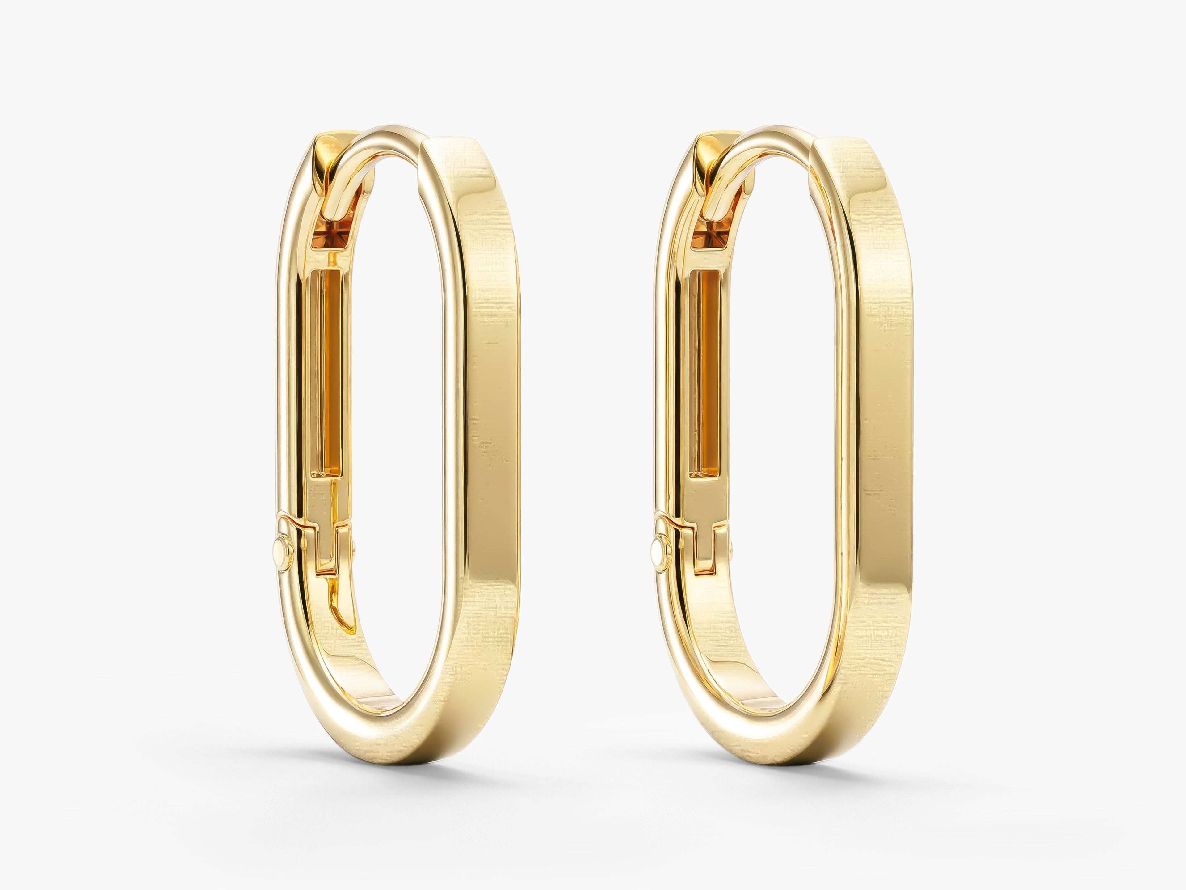 Elongated Oval Hoop Earrings