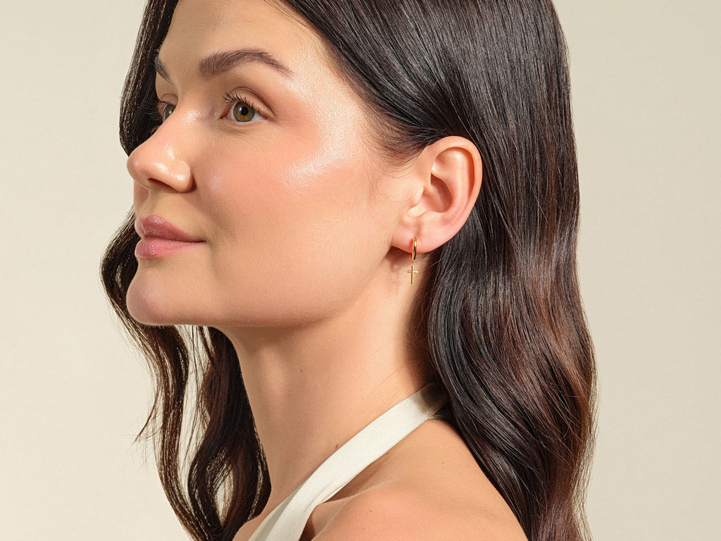 Cross Hoop Earrings