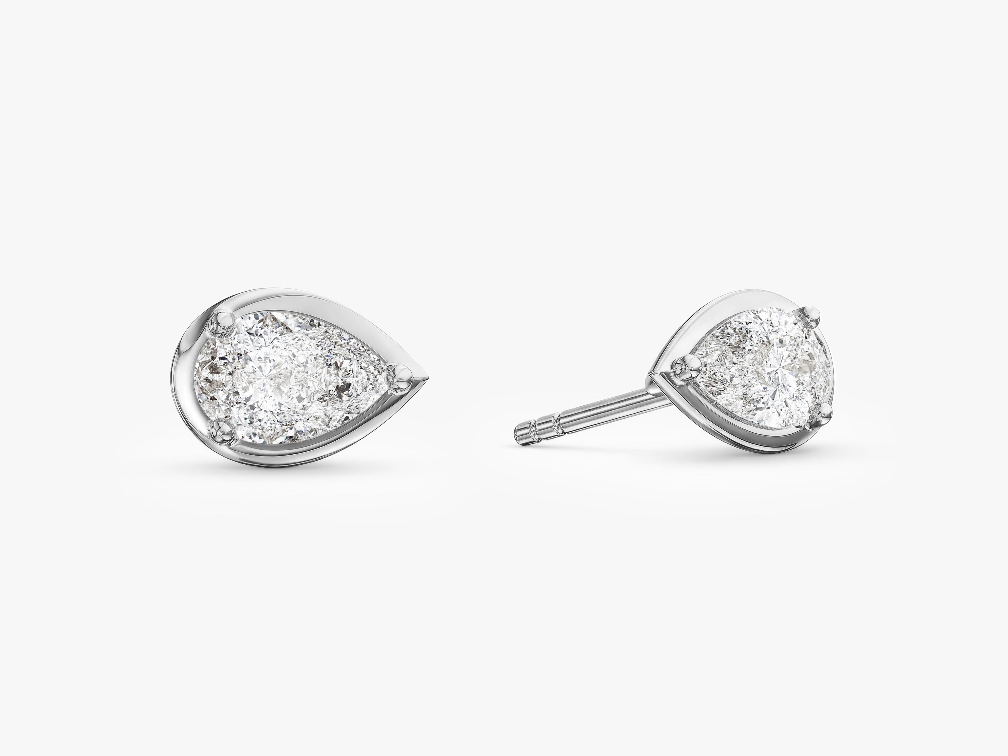 Bezel Pear Solitaire Earrings