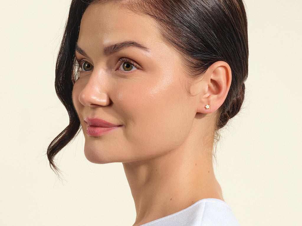 Flush Set Star Earrings