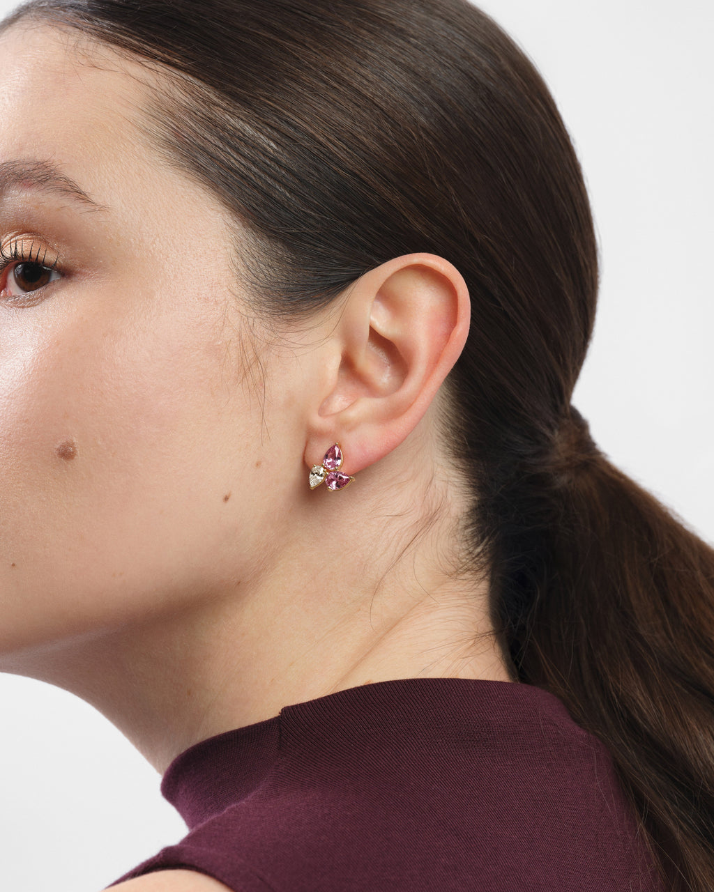 Trio Pear Cut Birthstone Stud Earrings