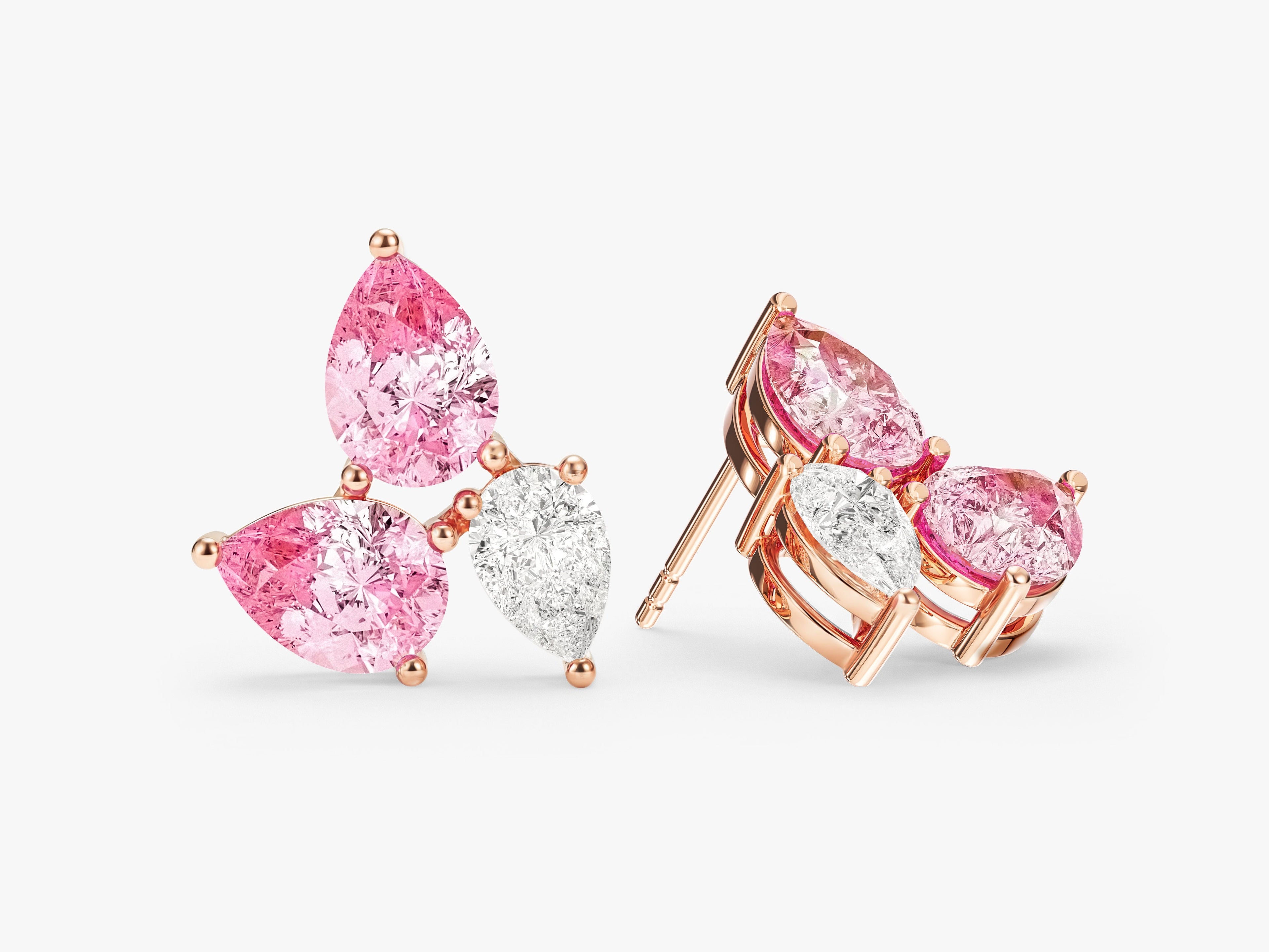 Trio Pear Cut Birthstone Stud Earrings