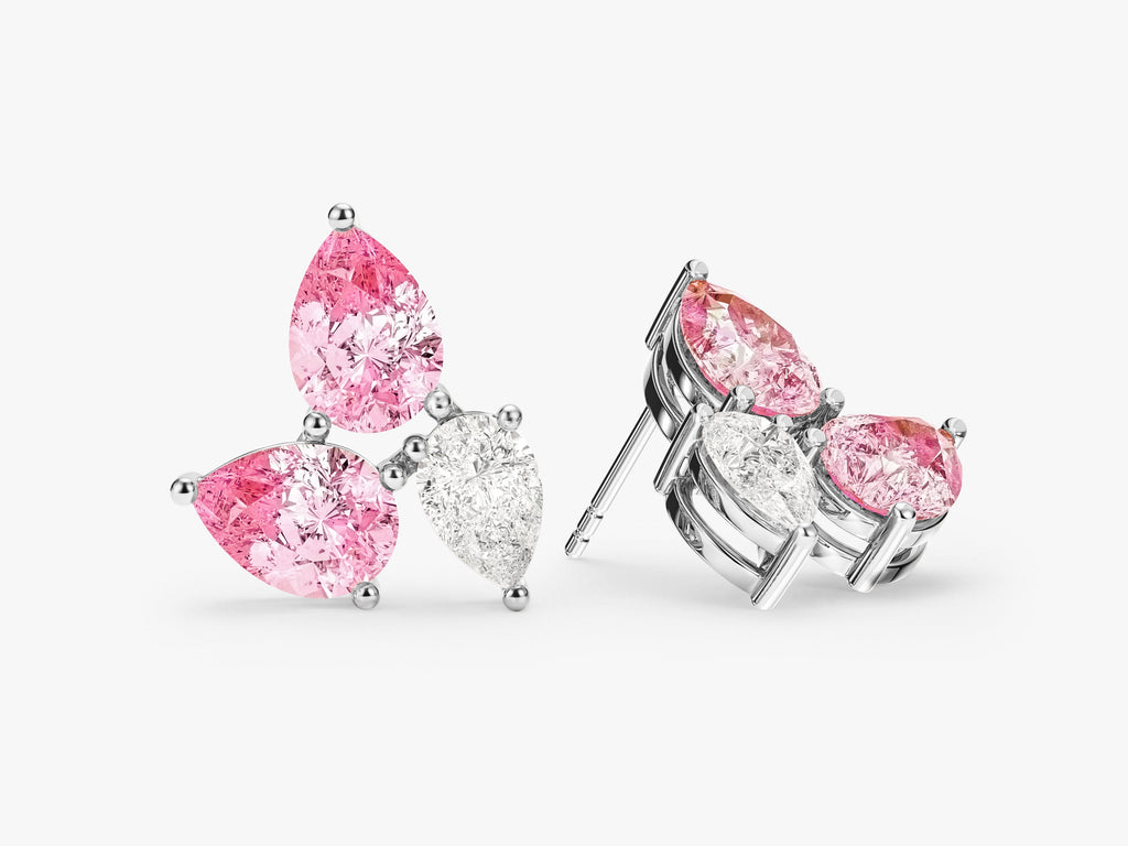 Trio Pear Cut Birthstone Stud Earrings