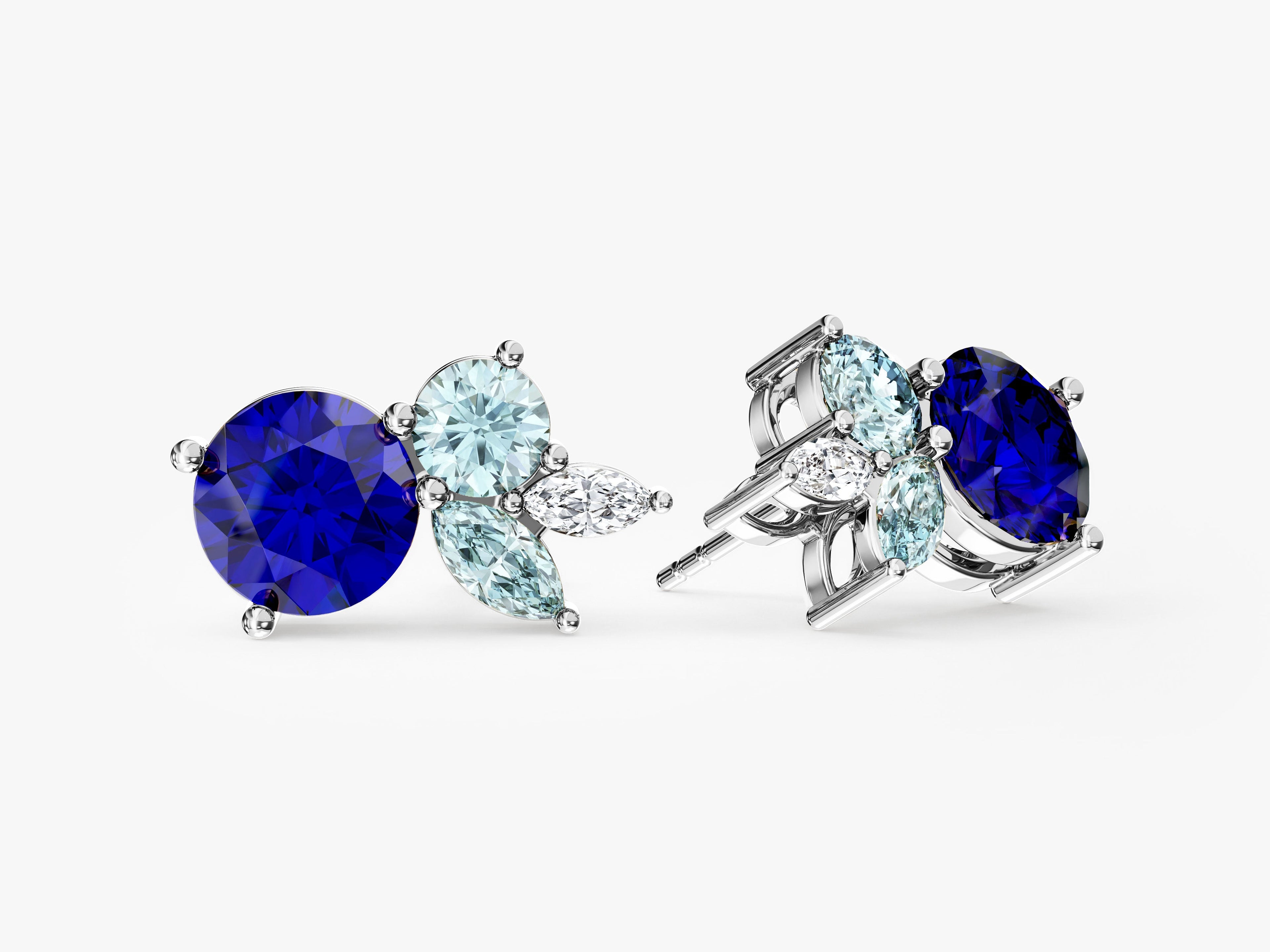 Multi Cut Birthstone Cluster Earrings
