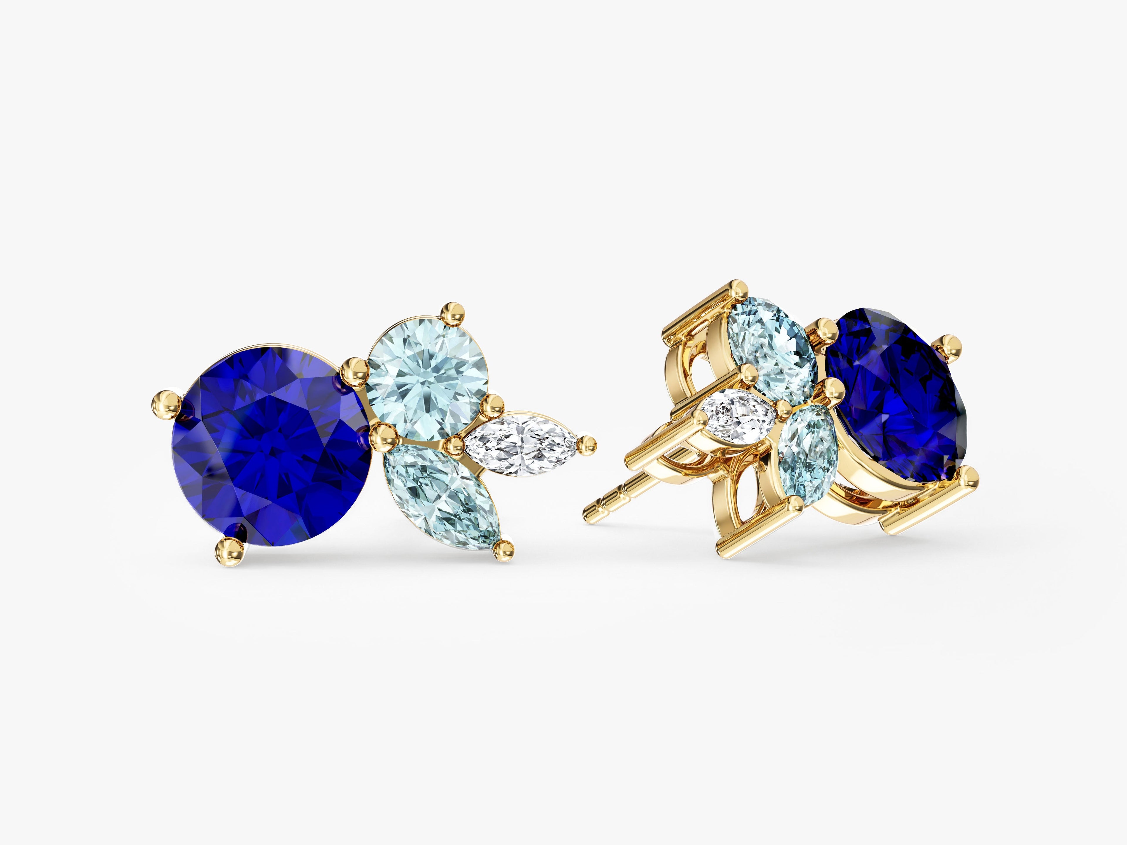 Multi Cut Birthstone Cluster Earrings