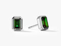 Bezel Emerald Cut Birthstone Earrings