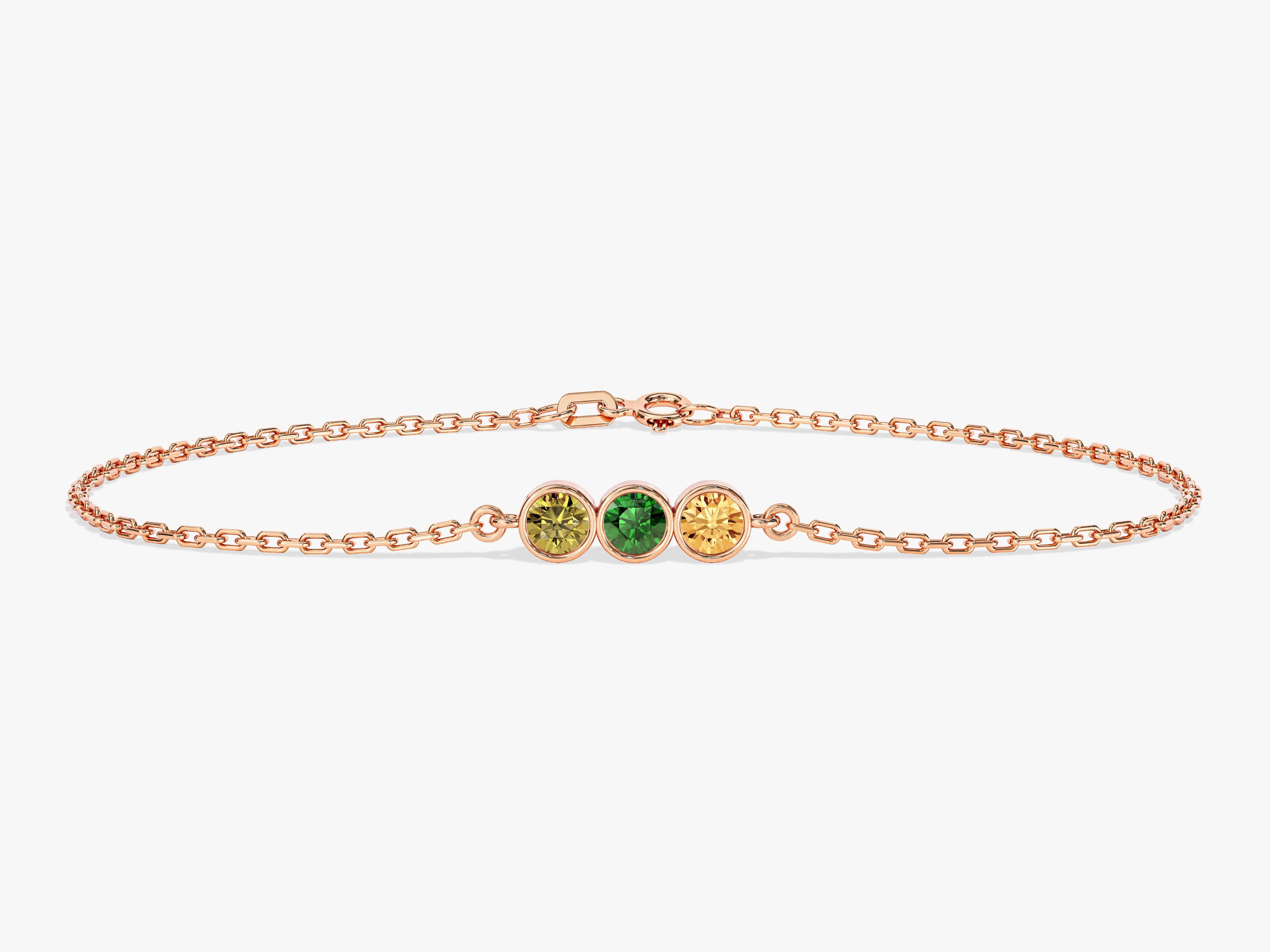 Bezel Set Round Birthstone Family Bracelet
