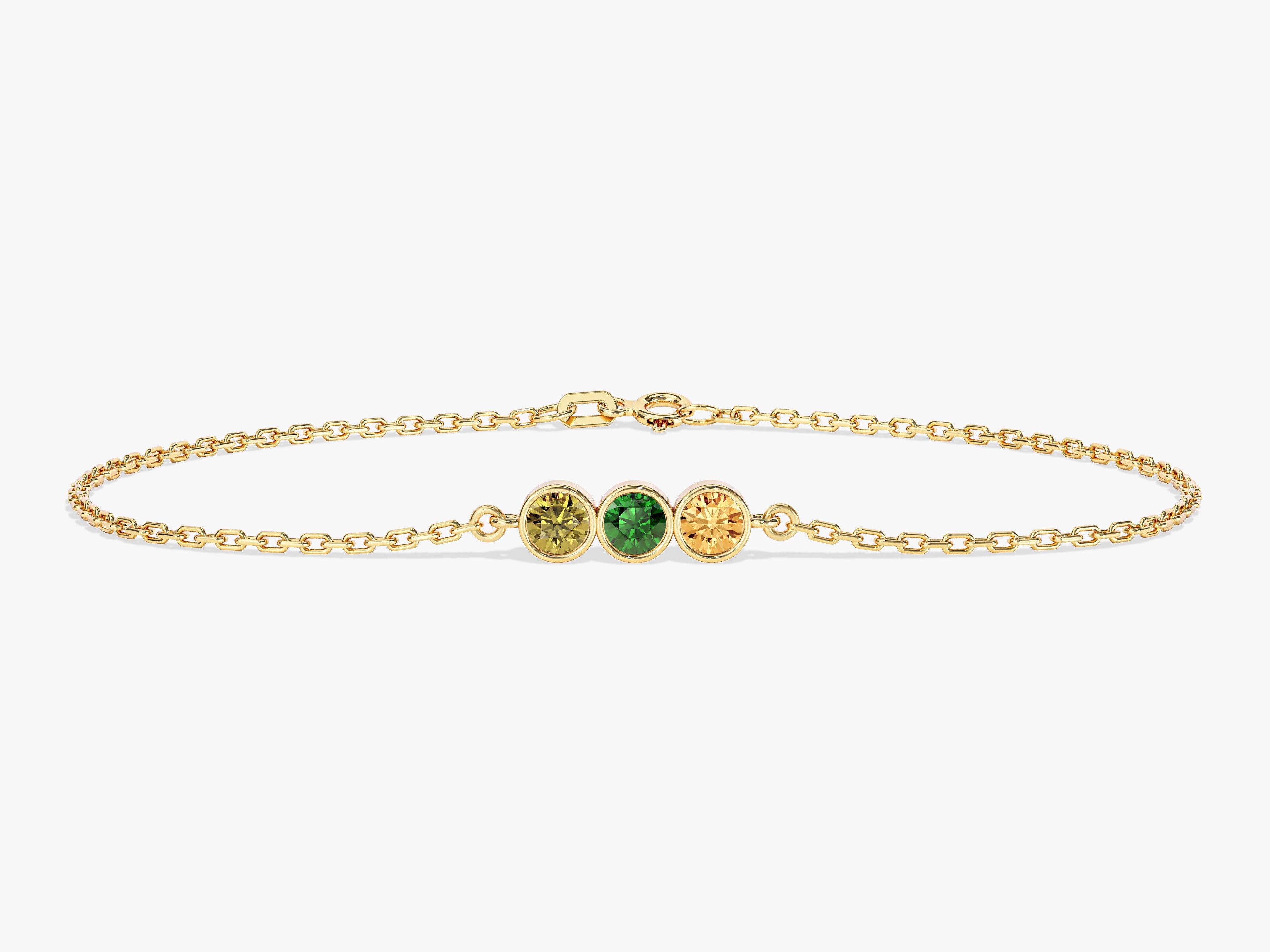 Bezel Set Round Birthstone Family Bracelet