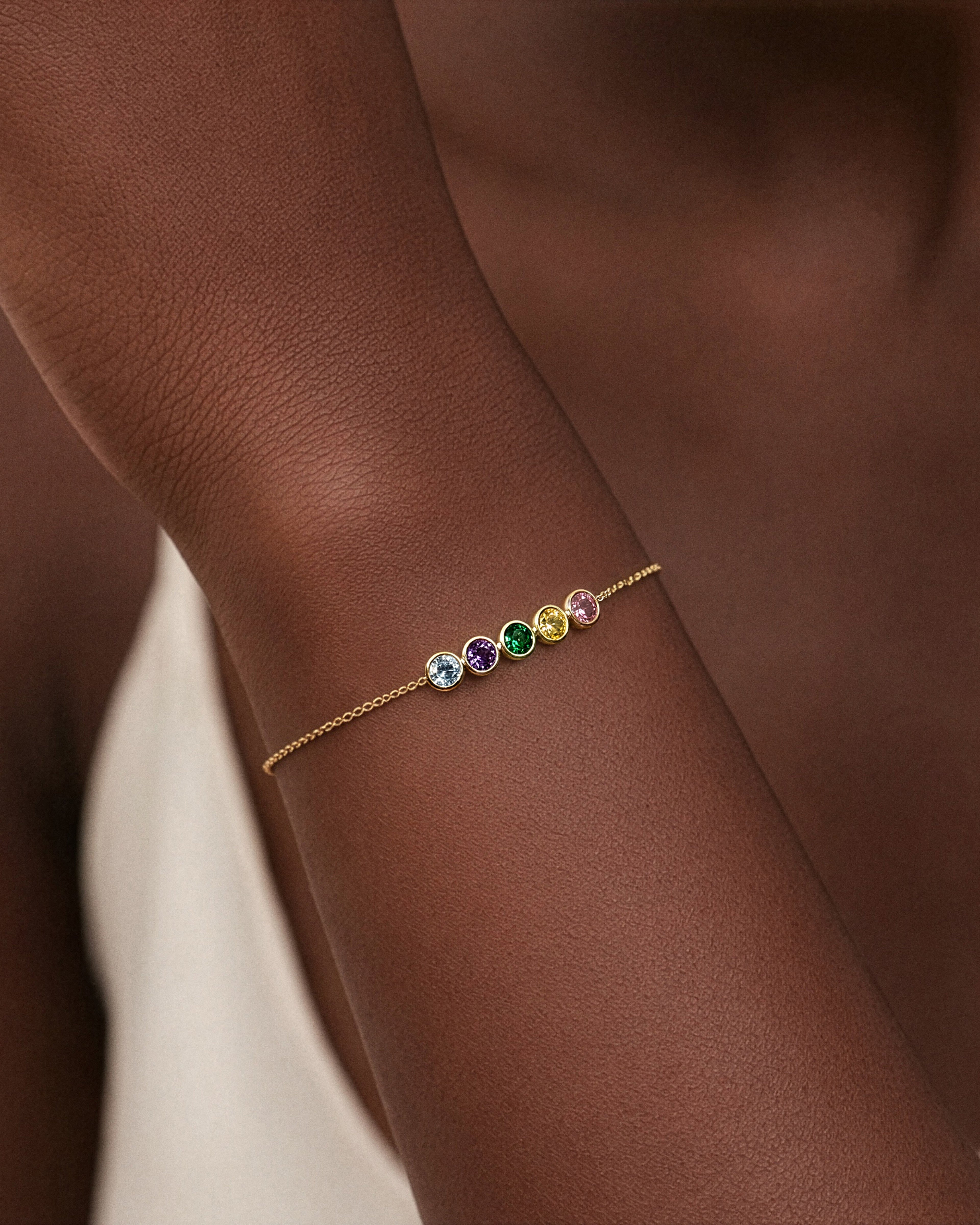 Bezel Set Round Birthstone Family Bracelet