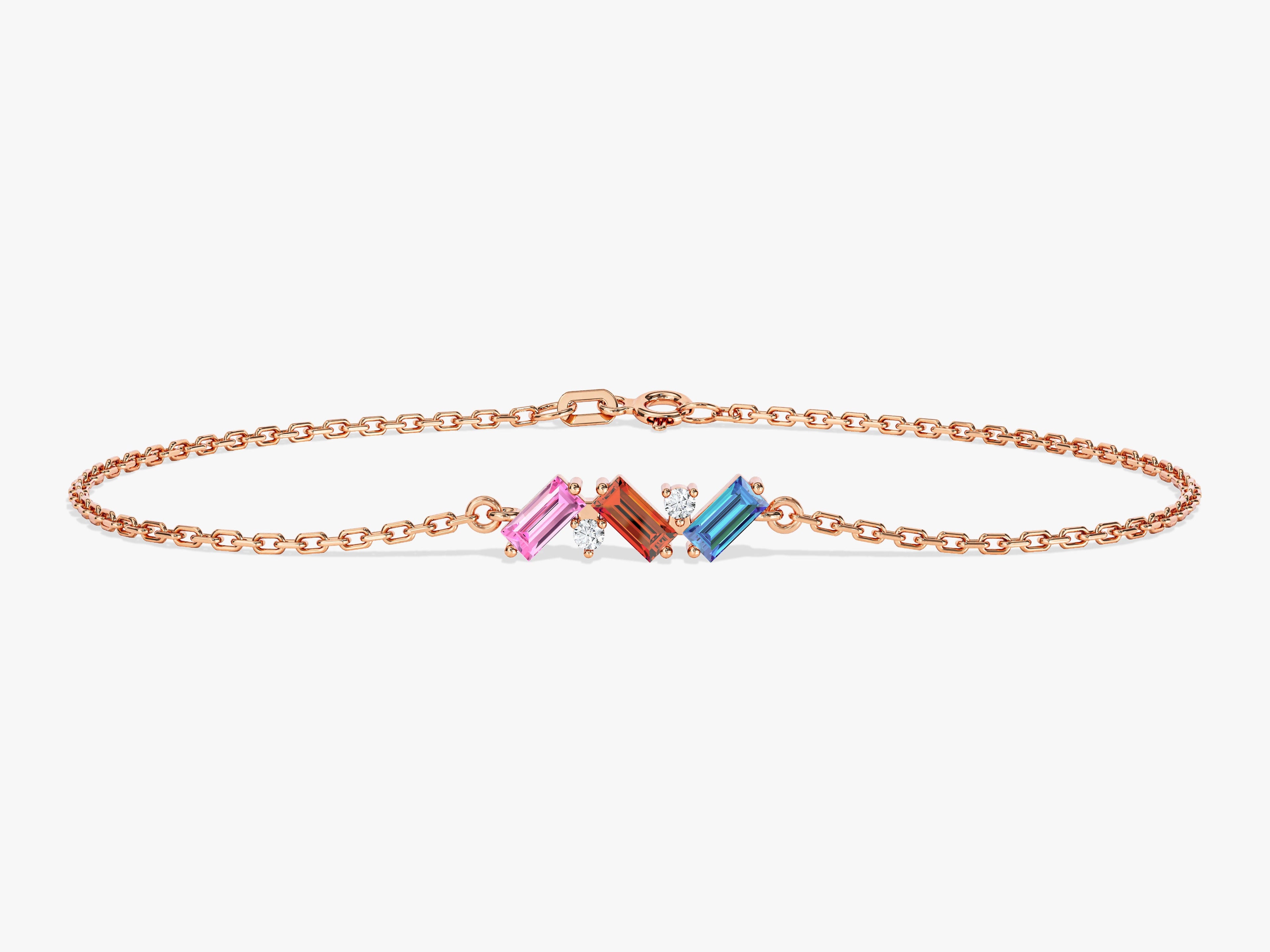 Baguette Cut Birthstone Bracelet