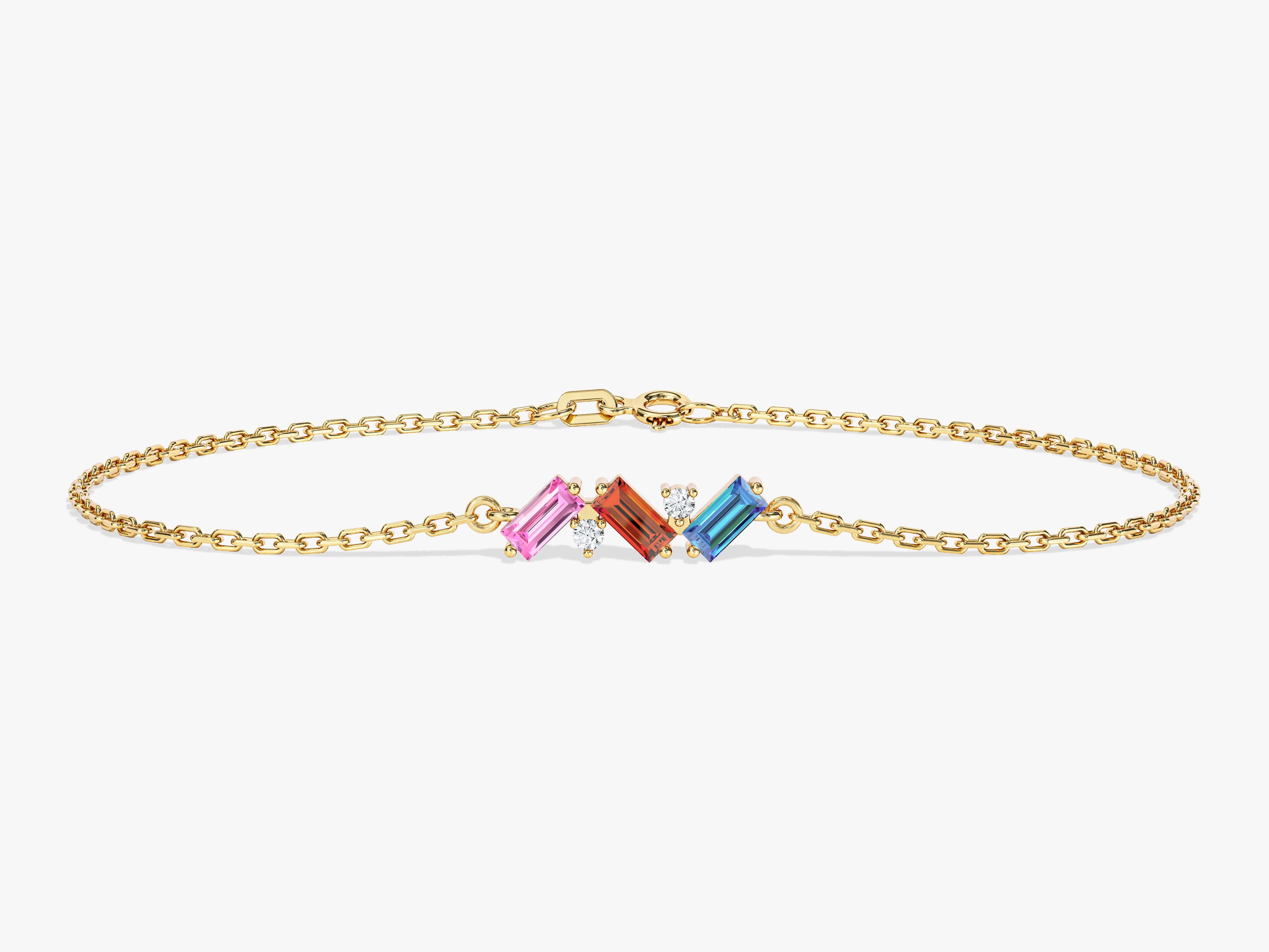 Baguette Cut Birthstone Bracelet
