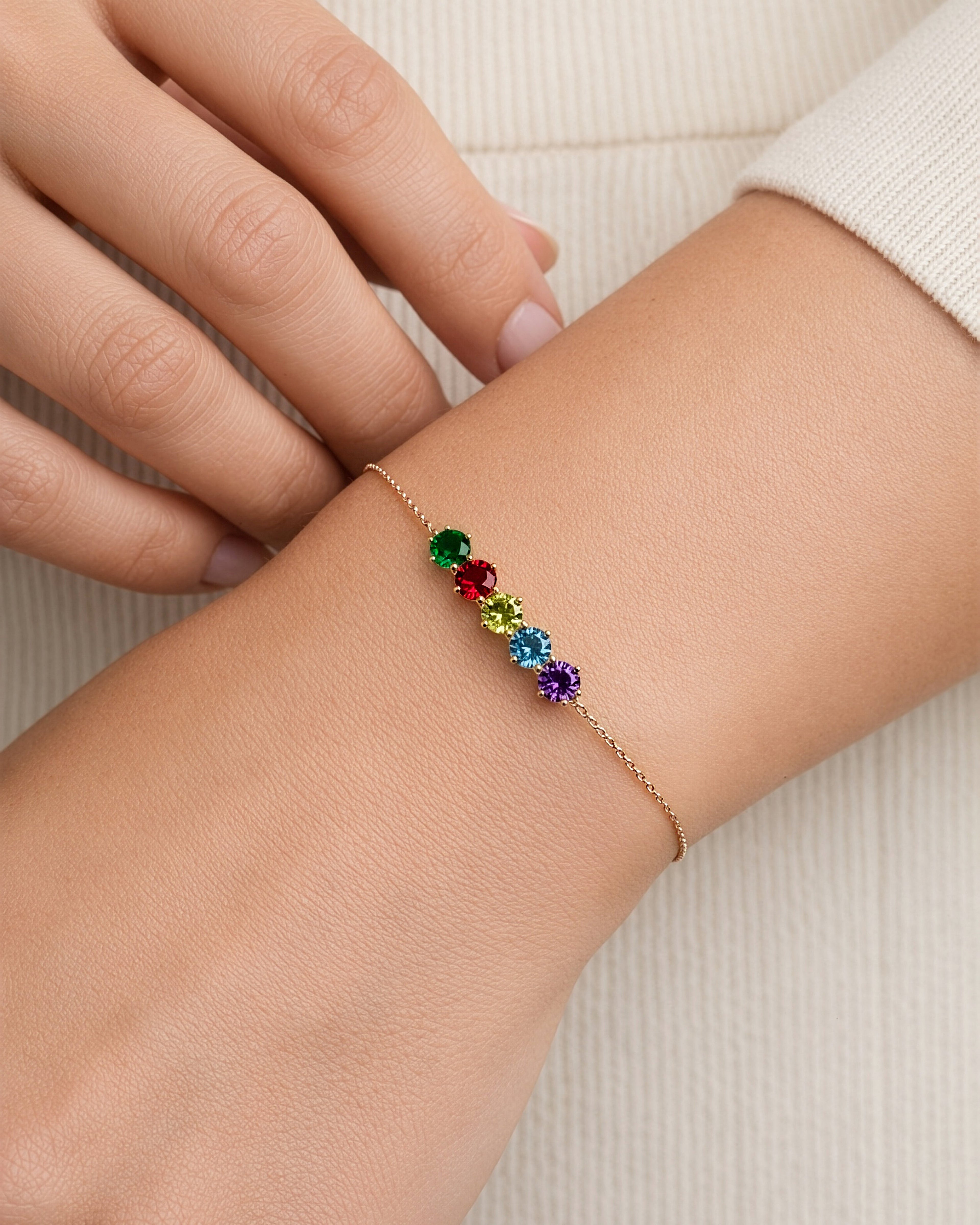 Round-Cut Multi-Stone Birthstone Family Bracelet