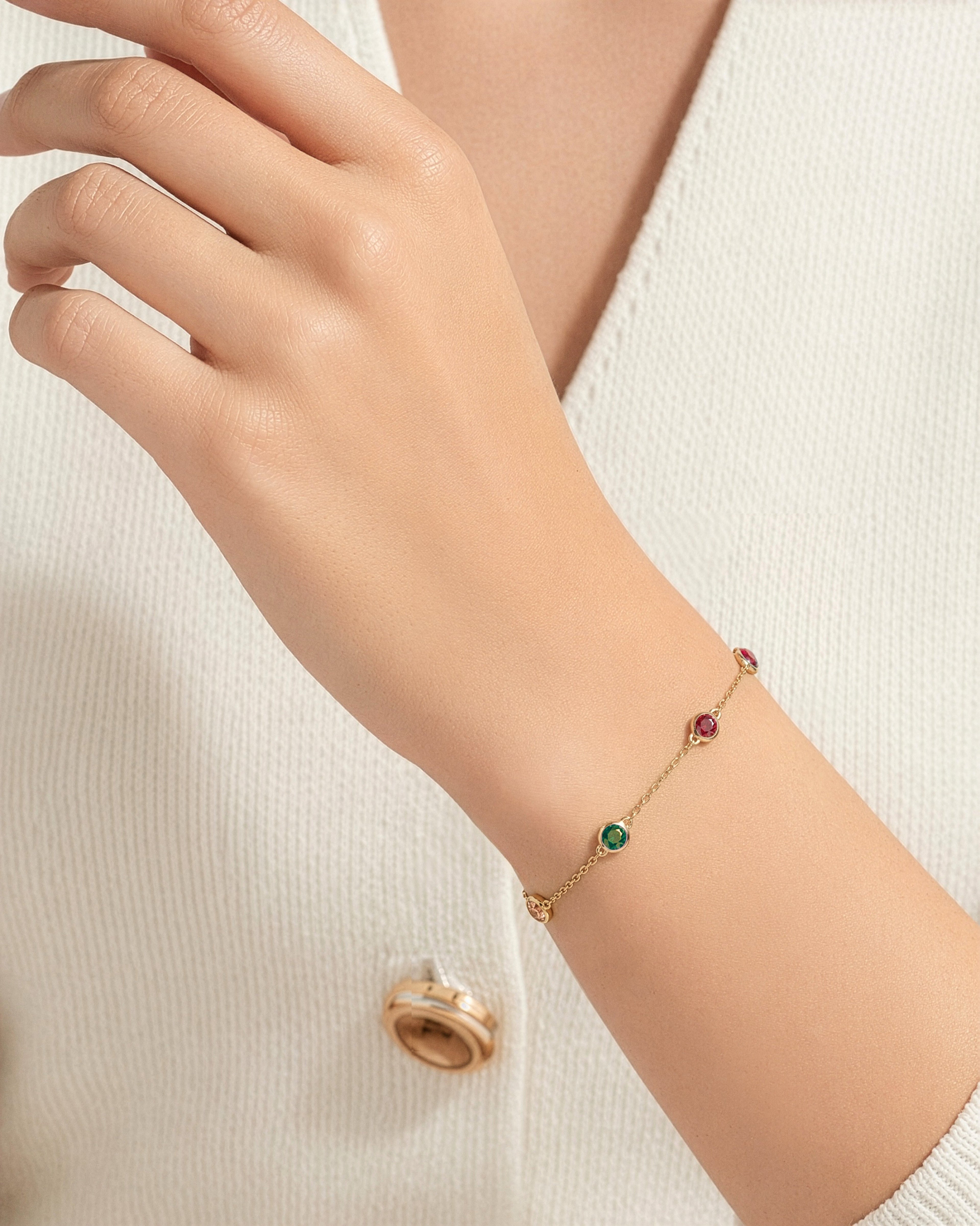 Bezel Set Birthstone Station Bracelet
