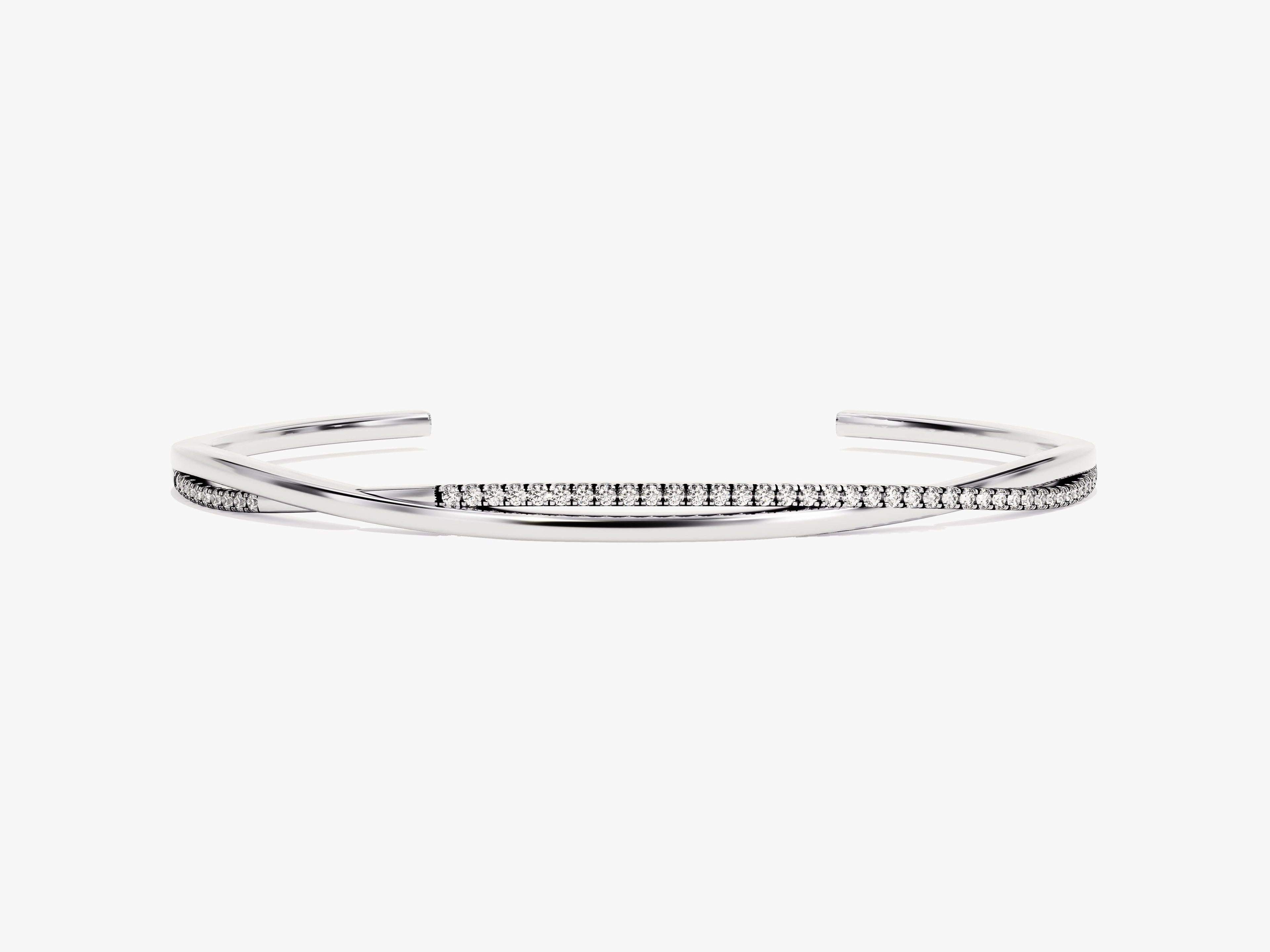Twisted Diamond Open Cuff Bracelet in 14k Gold
