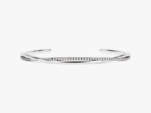 Twisted Diamond Open Cuff Bracelet in 14k Gold
