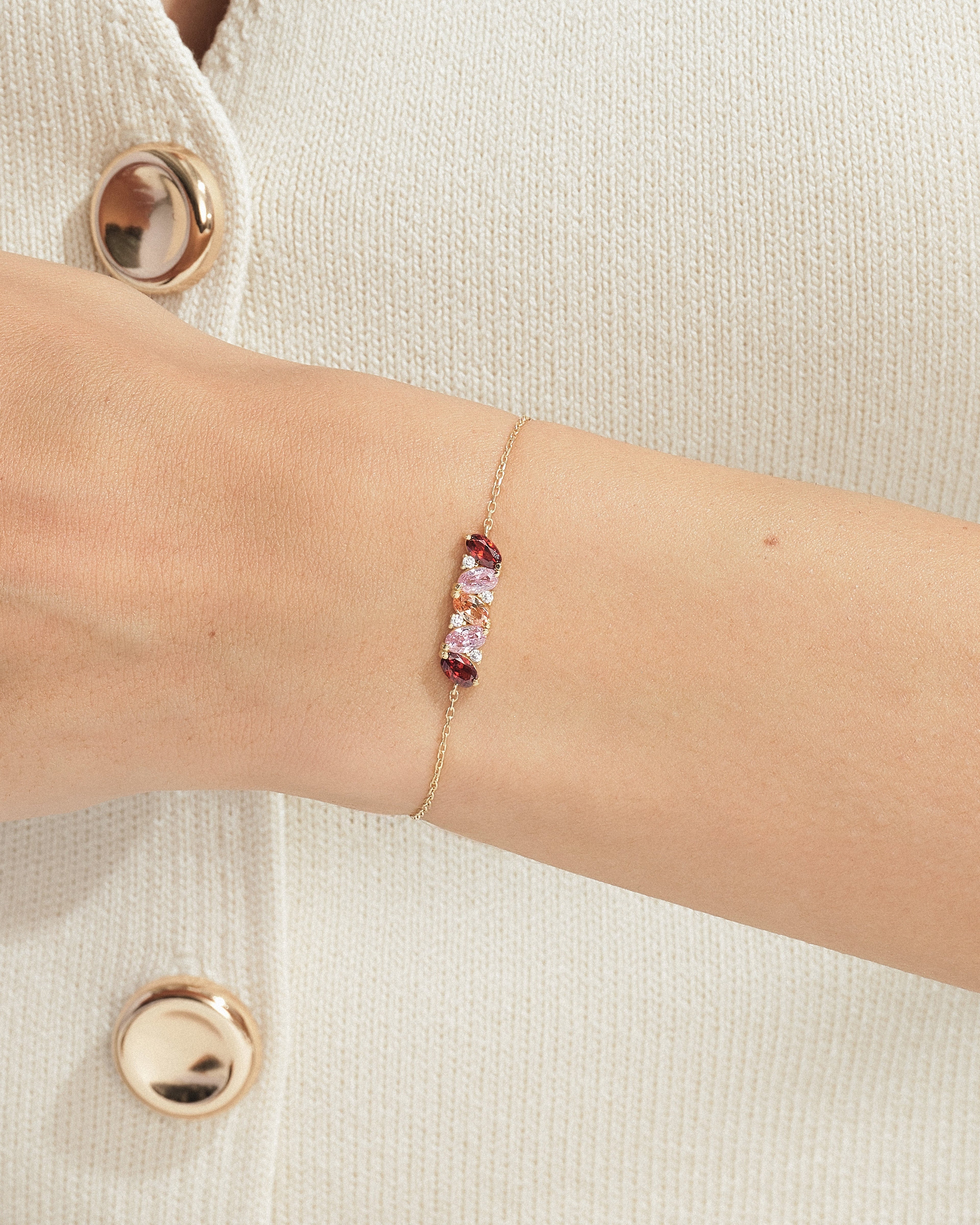 Oval Multi Birthstone Bracelet