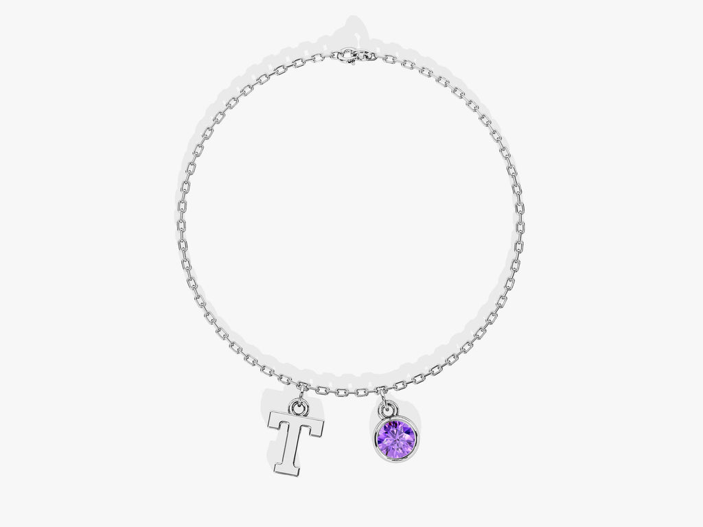 Initial Birthstone Charm Bracelet