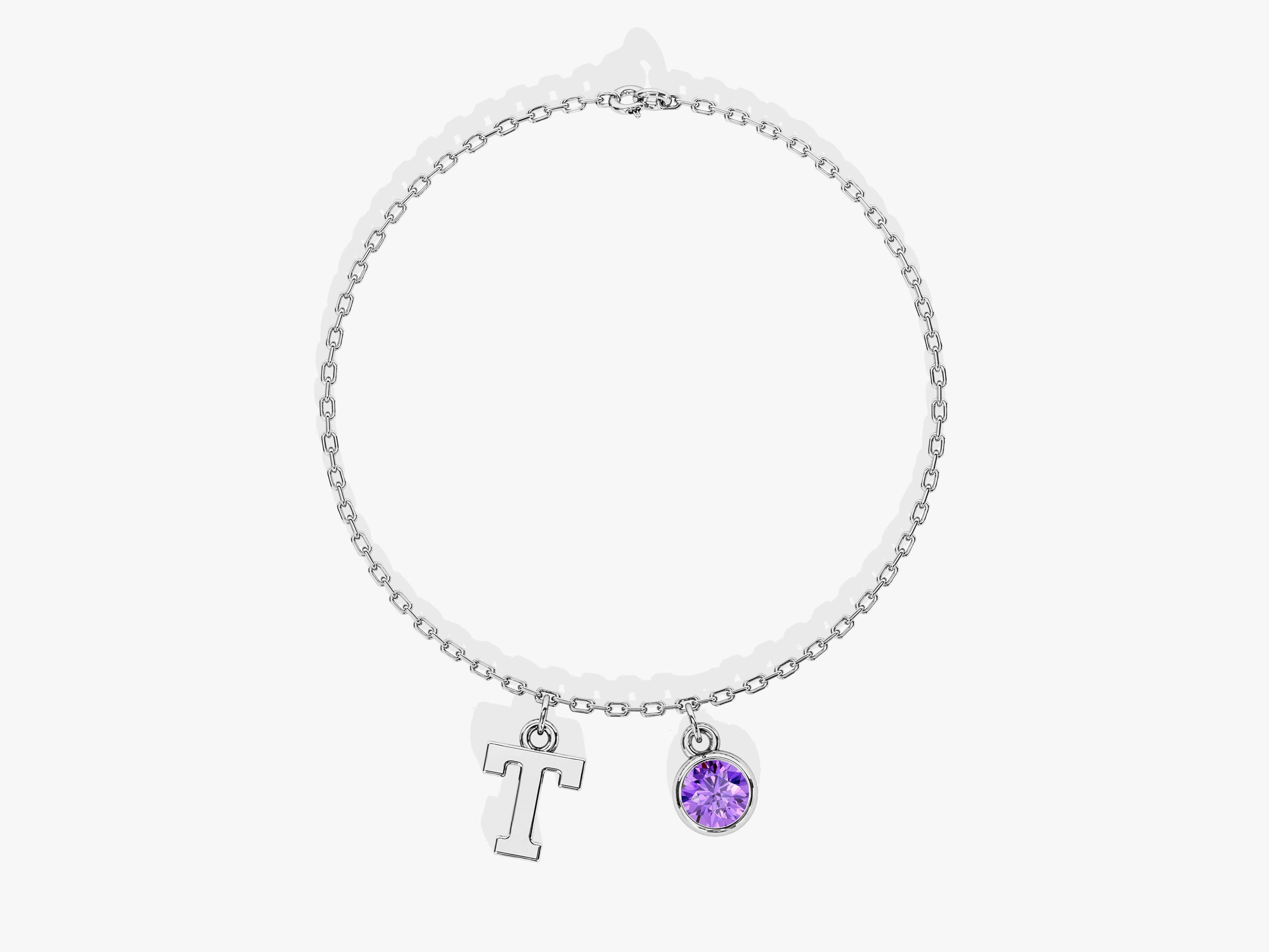 Initial Birthstone Charm Bracelet