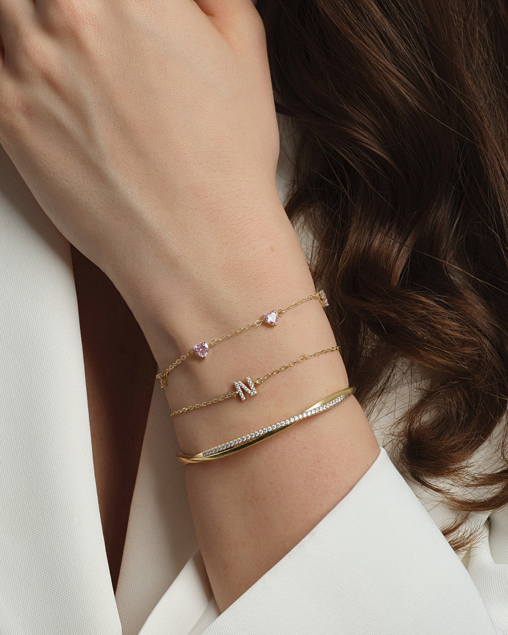 Heart Birthstone Station Bracelet
