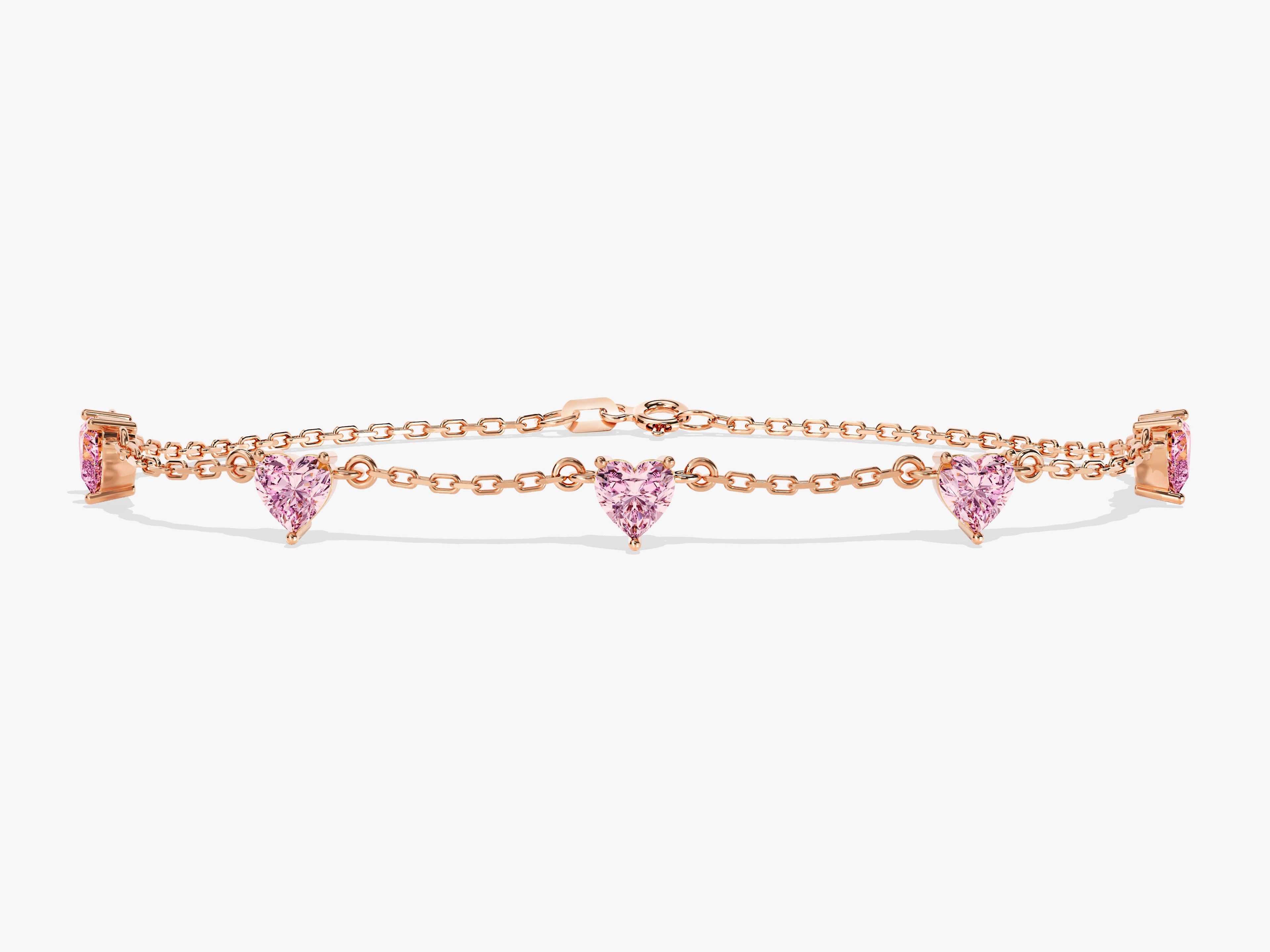 Heart Birthstone Station Bracelet