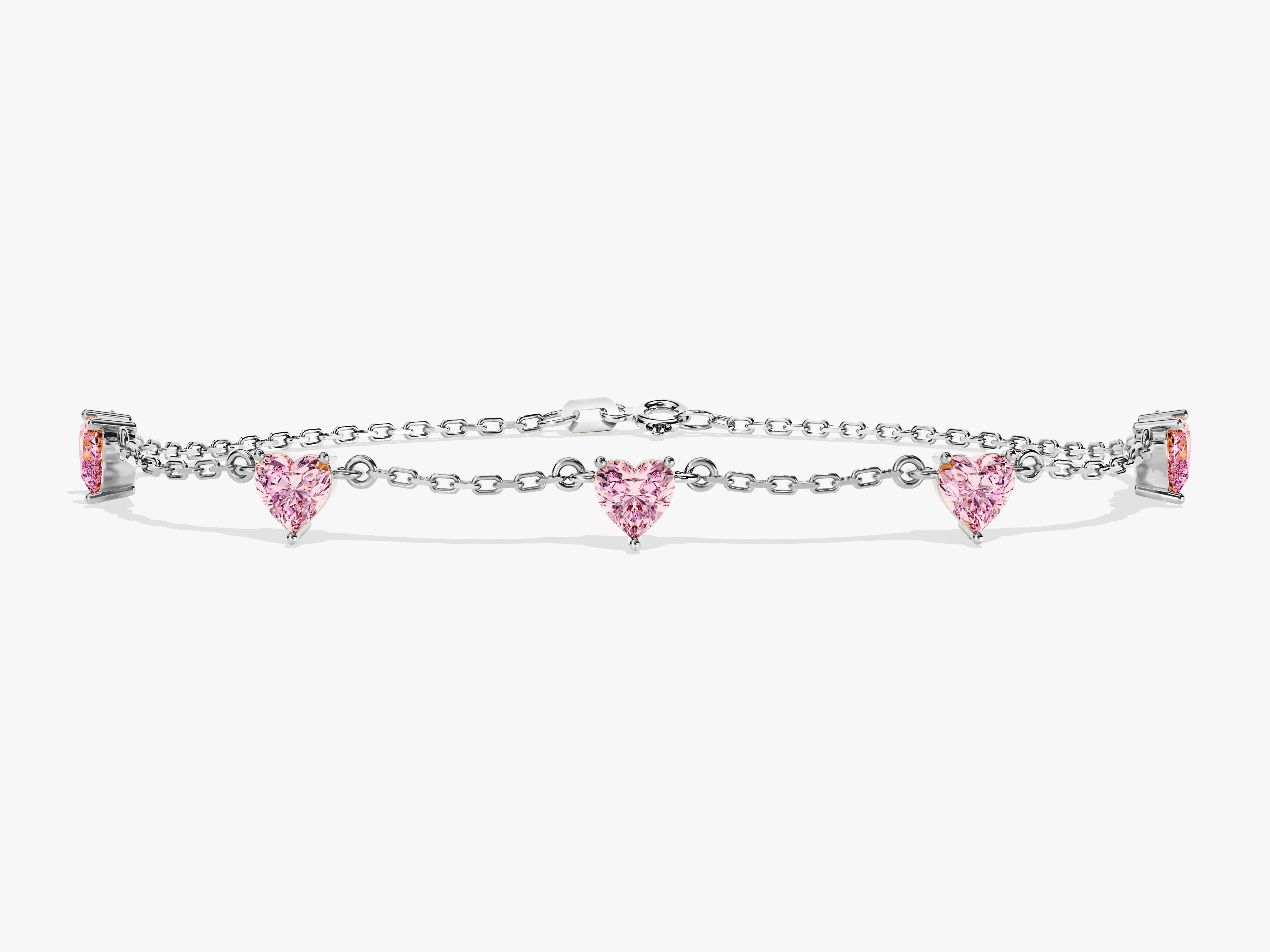 Heart Birthstone Station Bracelet