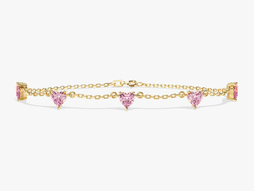 Heart Birthstone Station Bracelet