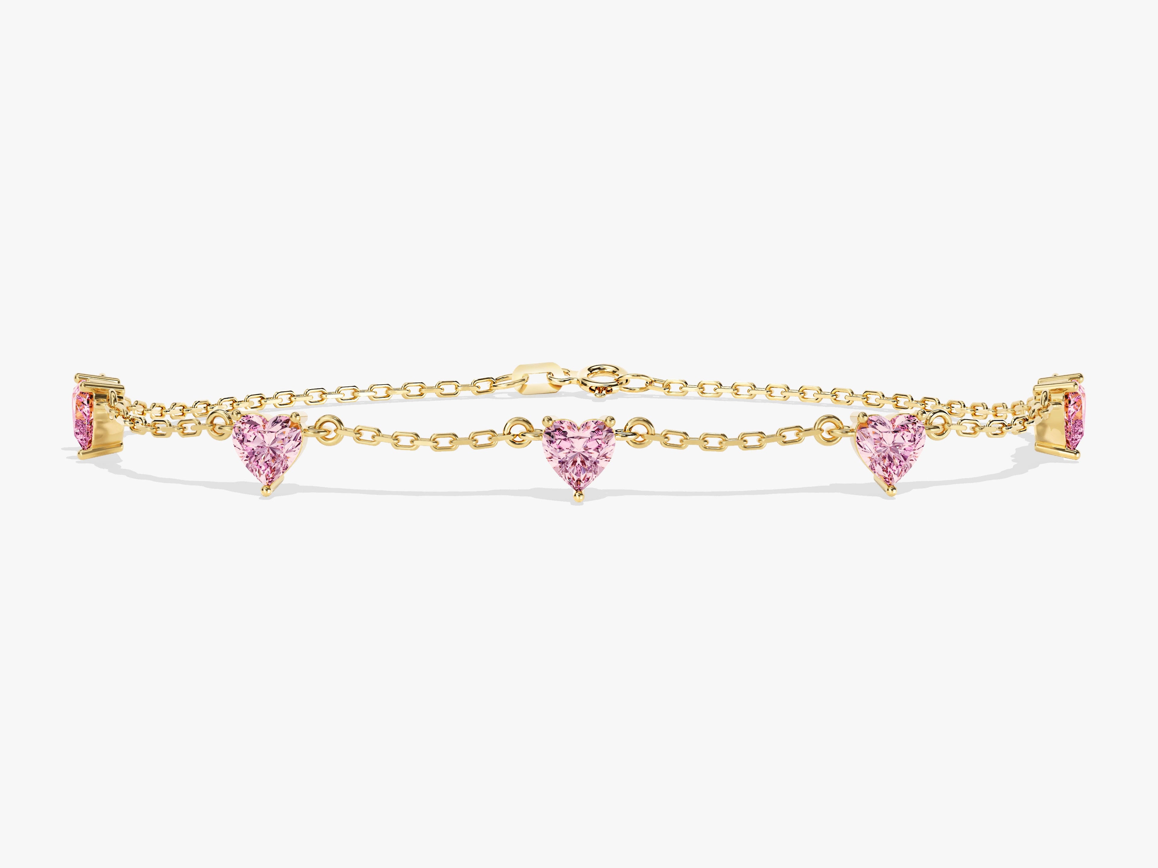 Heart Birthstone Station Bracelet