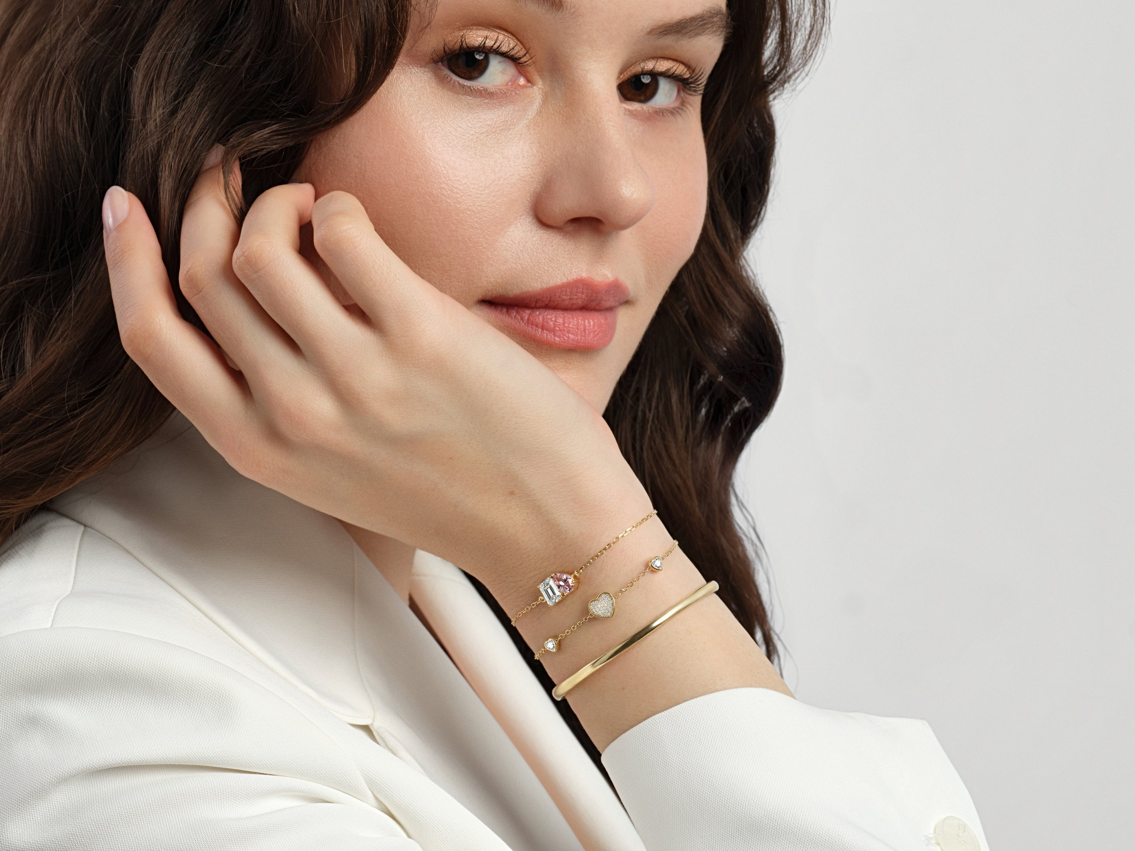 Pave Heart Triple Bracelet