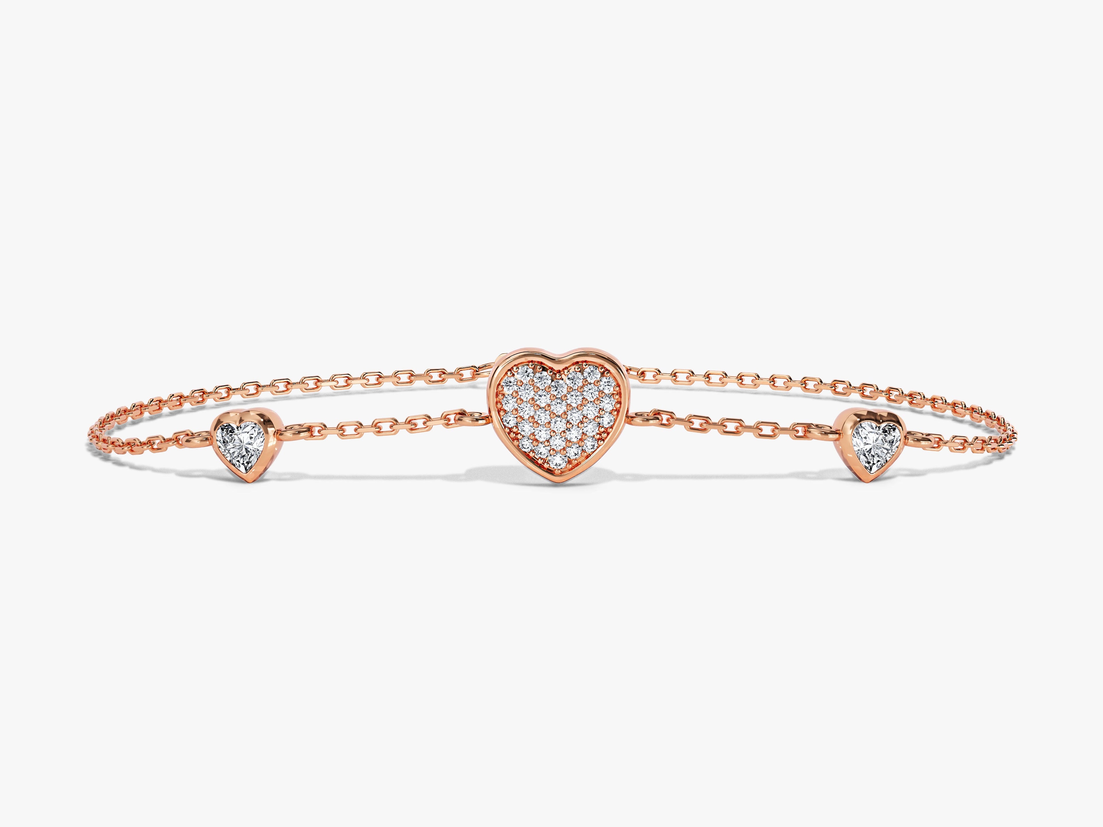 Pave Heart Triple Bracelet