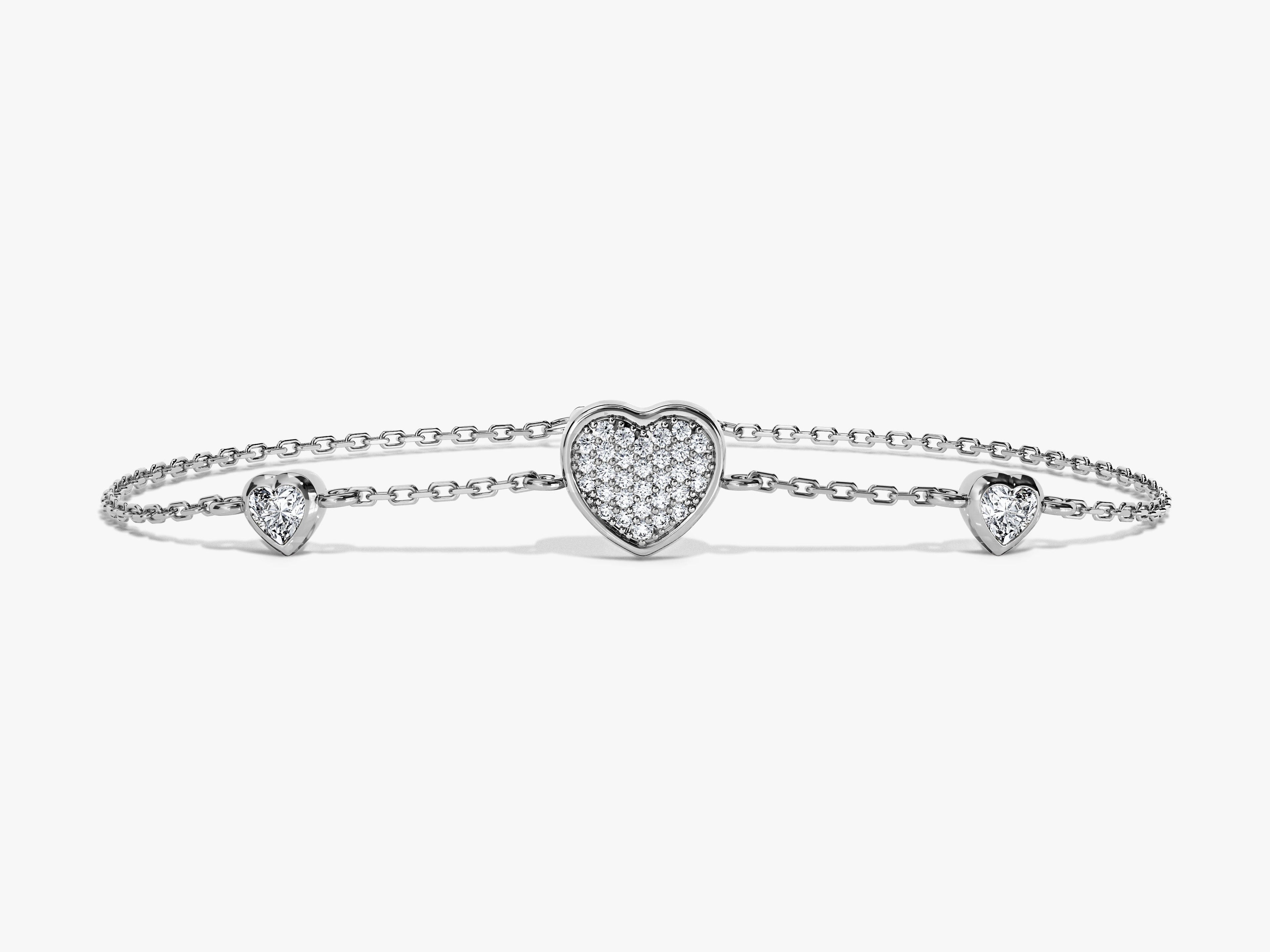 Pave Heart Triple Bracelet
