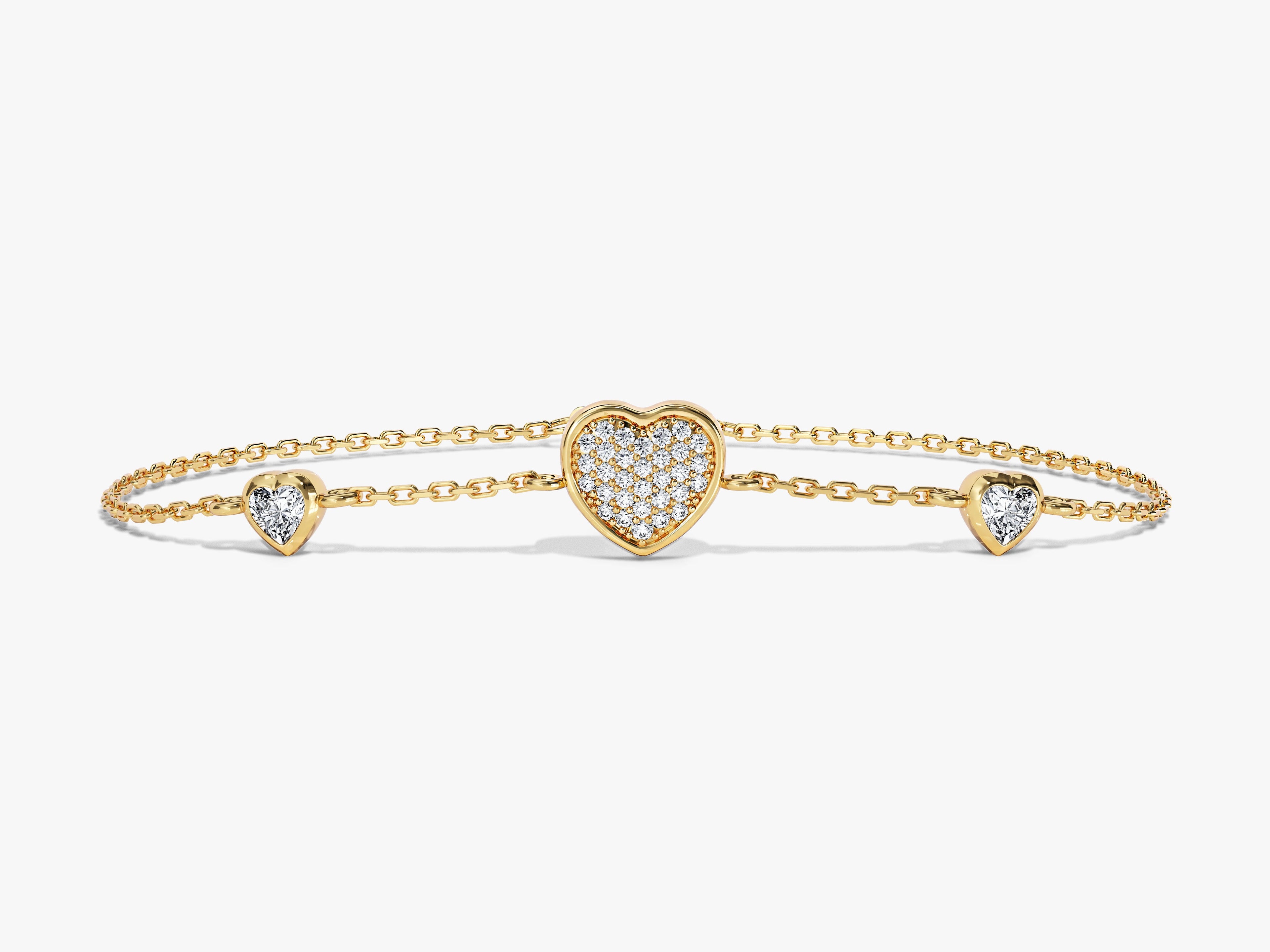 Pave Heart Triple Bracelet