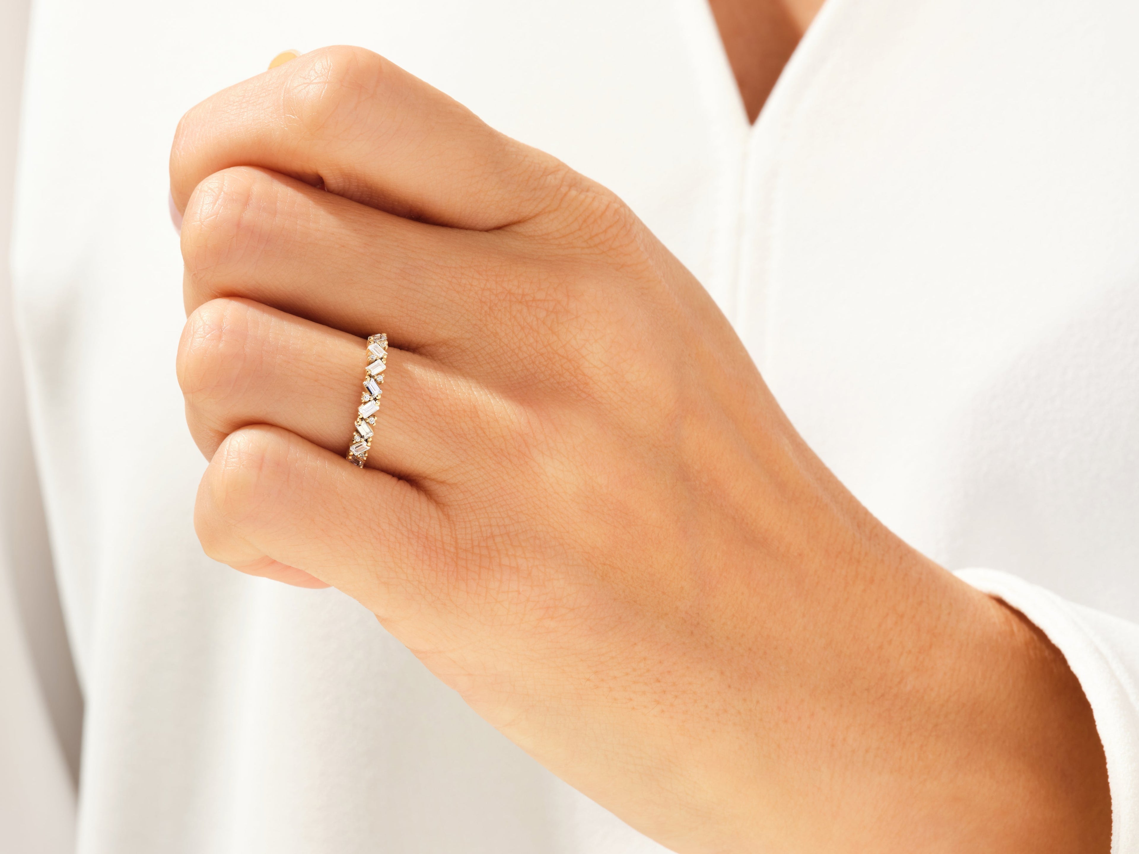 Petite Baguette Cluster Wedding Band