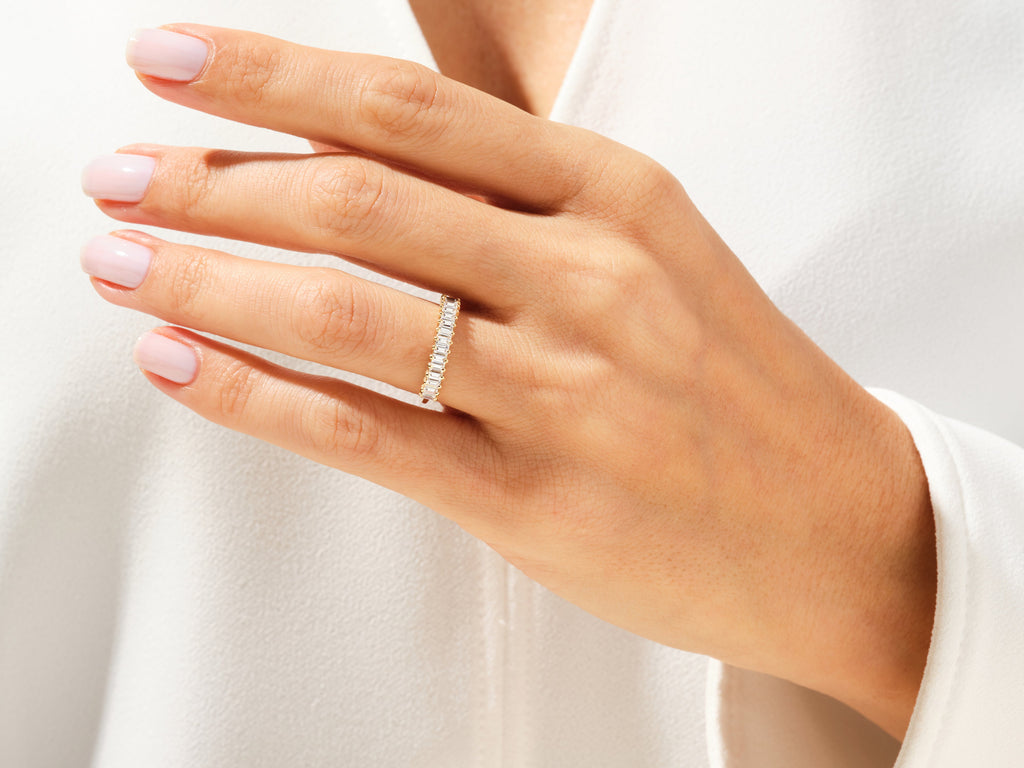 Baguette Cut Half Eternity Wedding Band