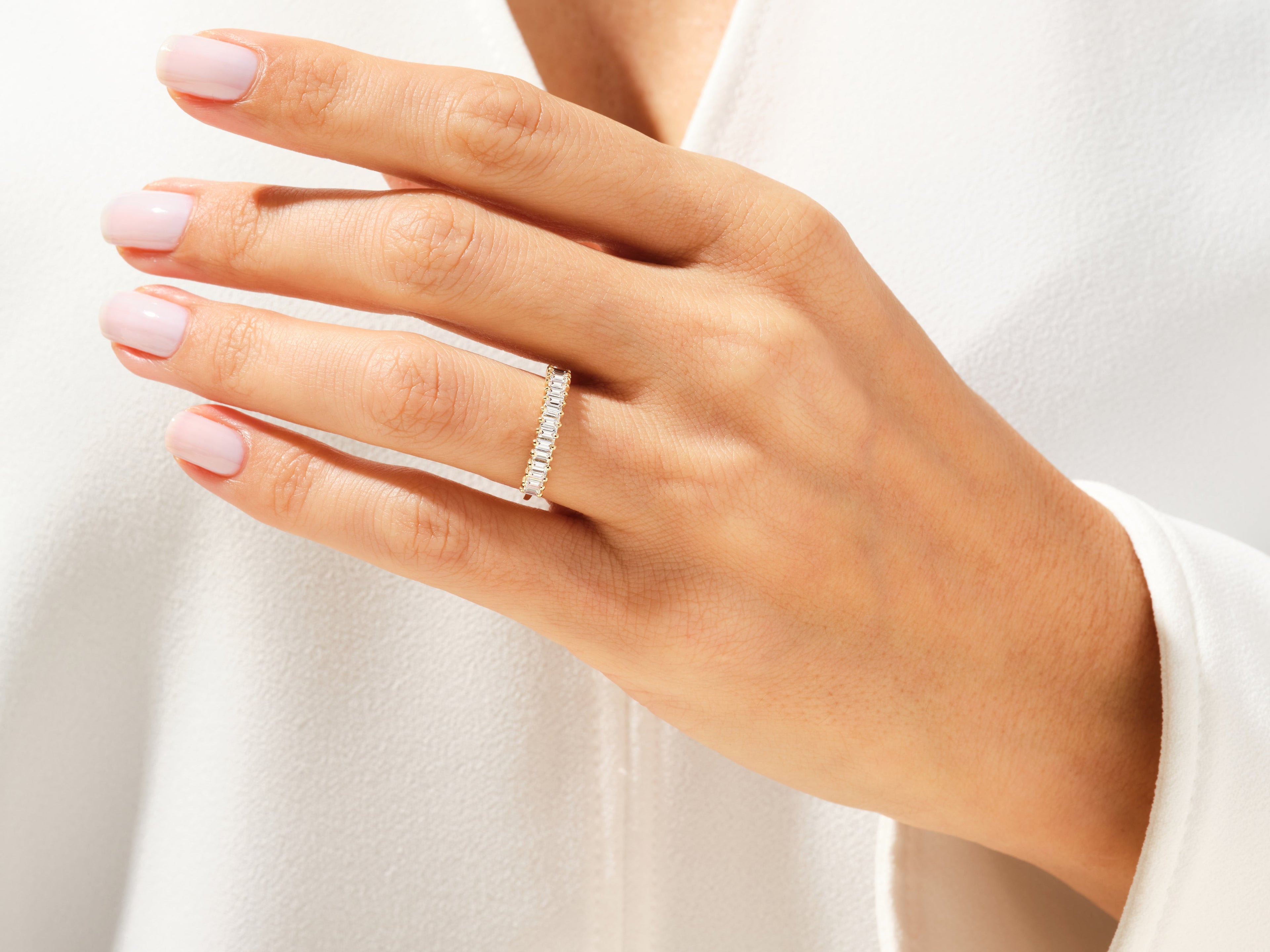 Baguette Cut Half Eternity Wedding Band