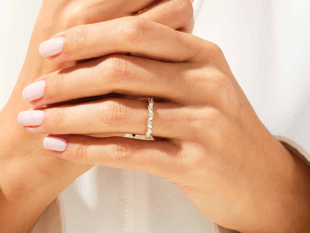 Marquise and Round Bold Wedding Band