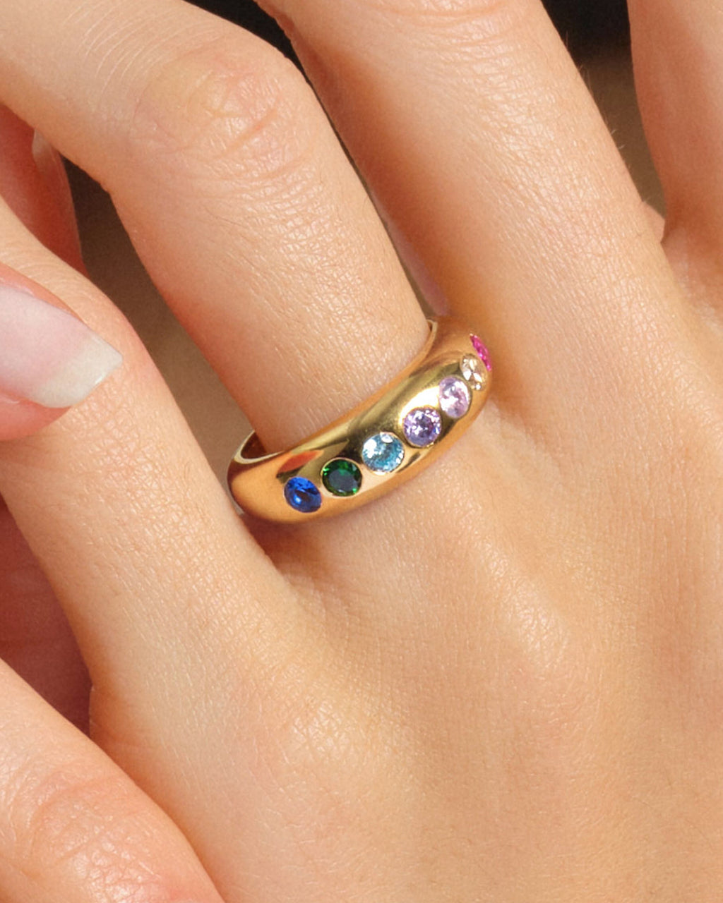 Bold Dome Multi Birthstone Ring