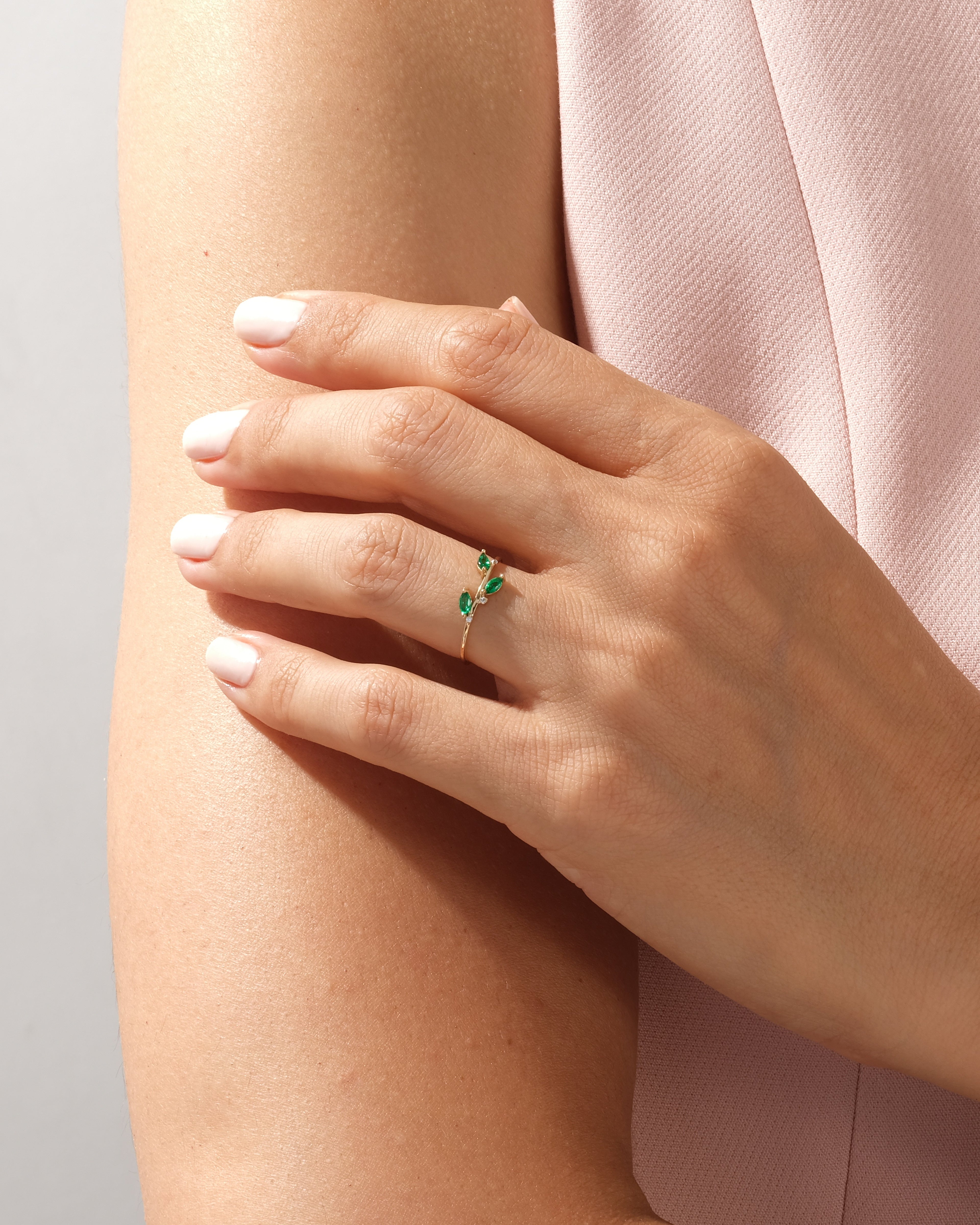 Birthstone Leaf Ring