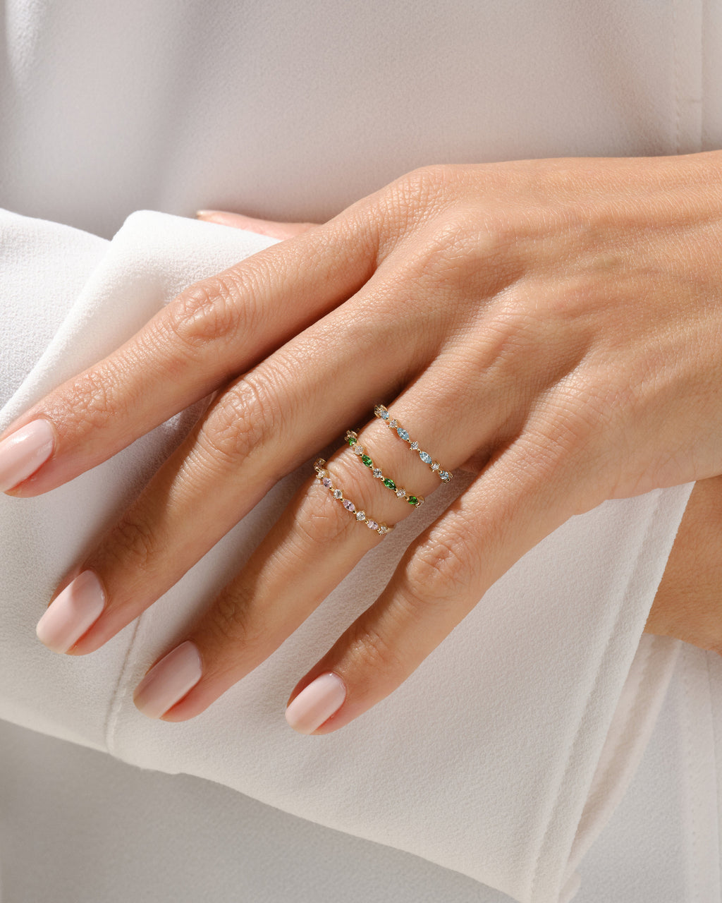 Alternating Marquise & Round Birthstone Ring
